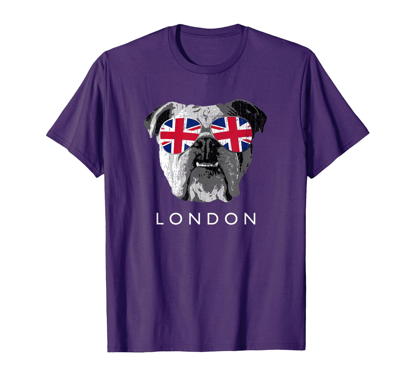 London UK English Bulldog Sunglasses Flag Souvenir T-Shirt