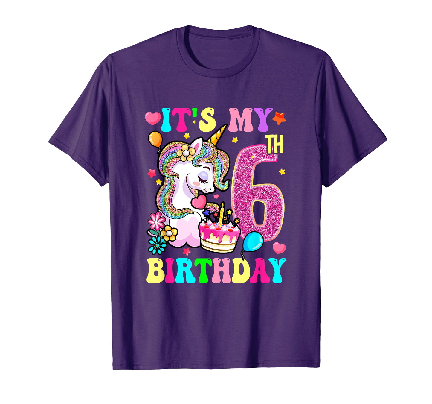 It's My 6Th Birthday Unicorn Girls Funny 6 Year Old T-Shirt