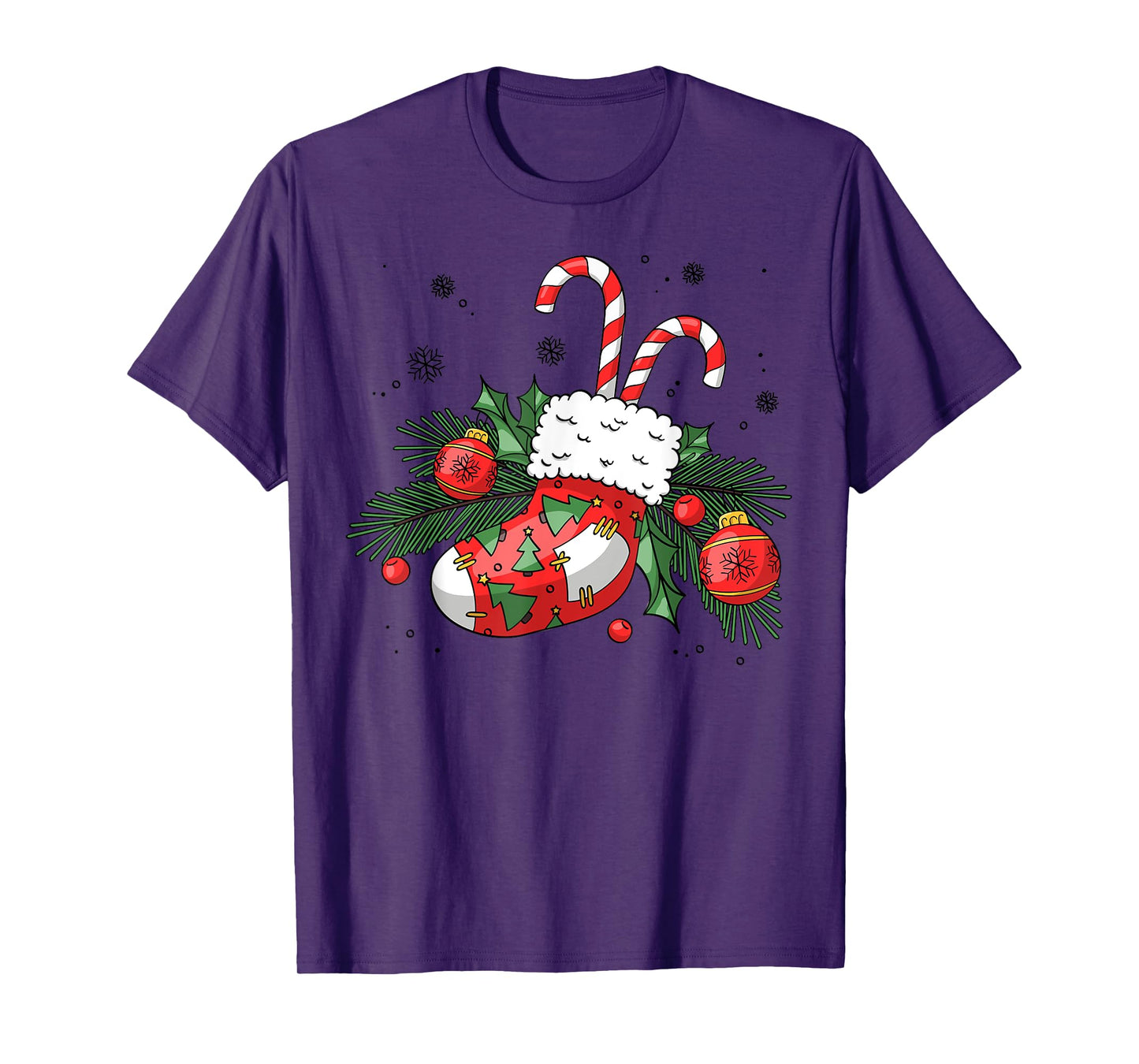 Funny Retro Merry Christmas Stocking Candy Cane Xmas Holiday T-Shirt