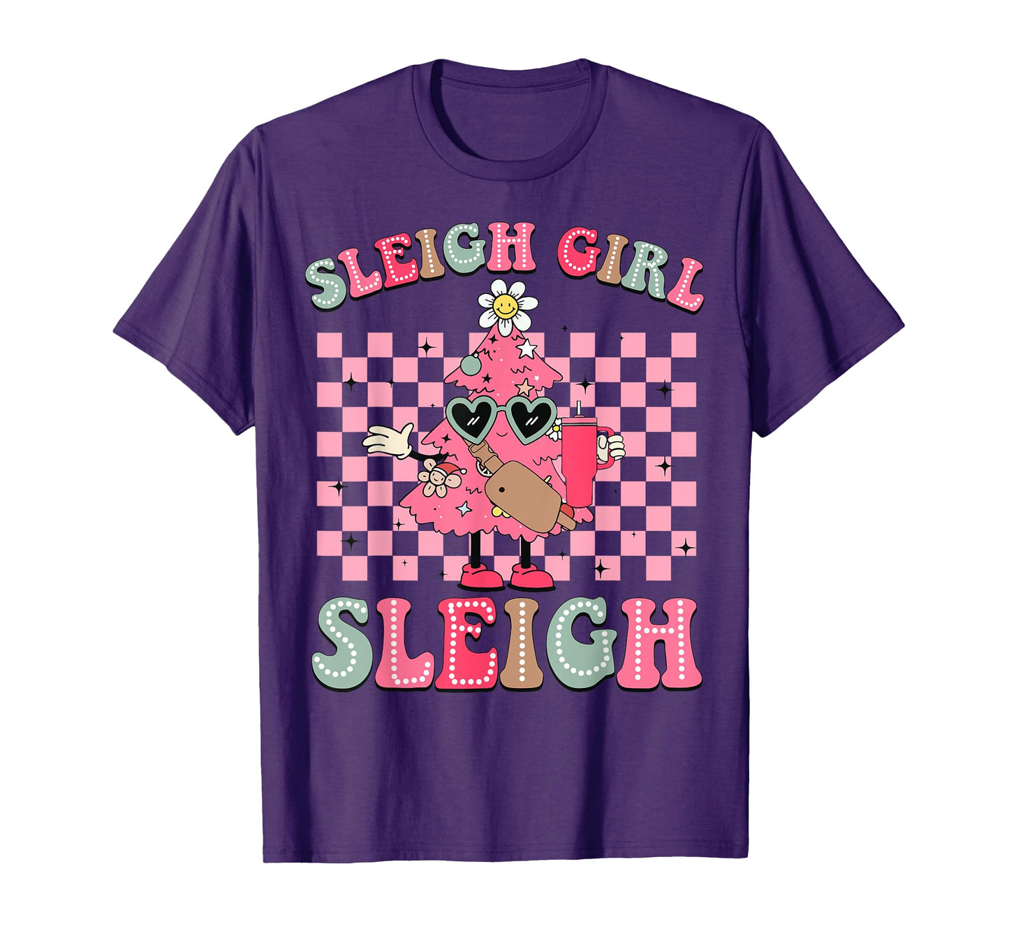 Sleigh Girl Sleigh Pink Christmas Tree Cake Belt Bag Xmas T-Shirt