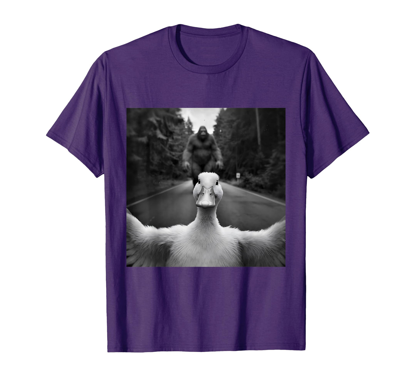 Scared Duck Selfie With Sasquatch Bigfoot, Funny Duck T-Shirt