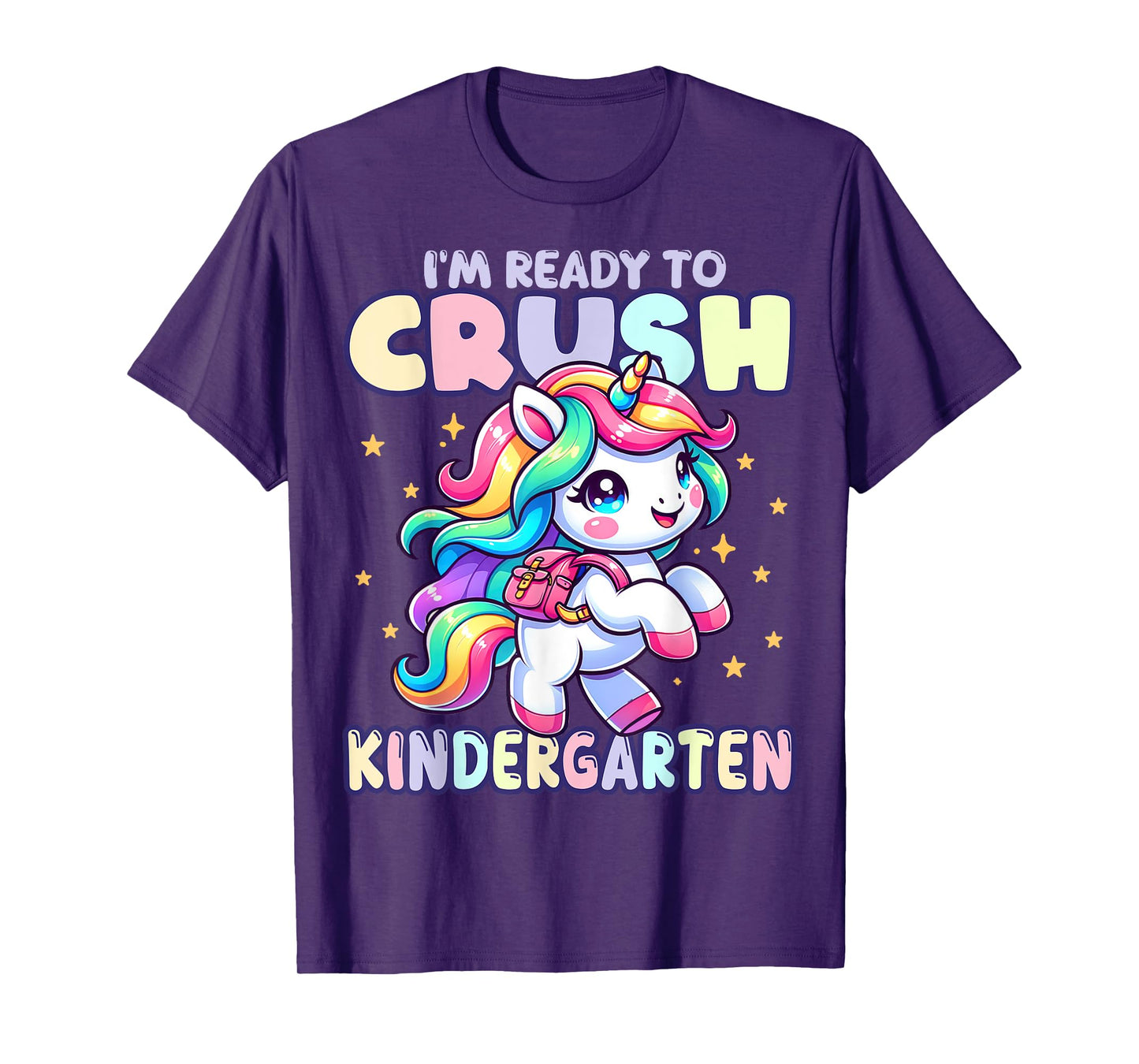 Crush Kindergarten Girls Back to School Unicorn First Day T-Shirt
