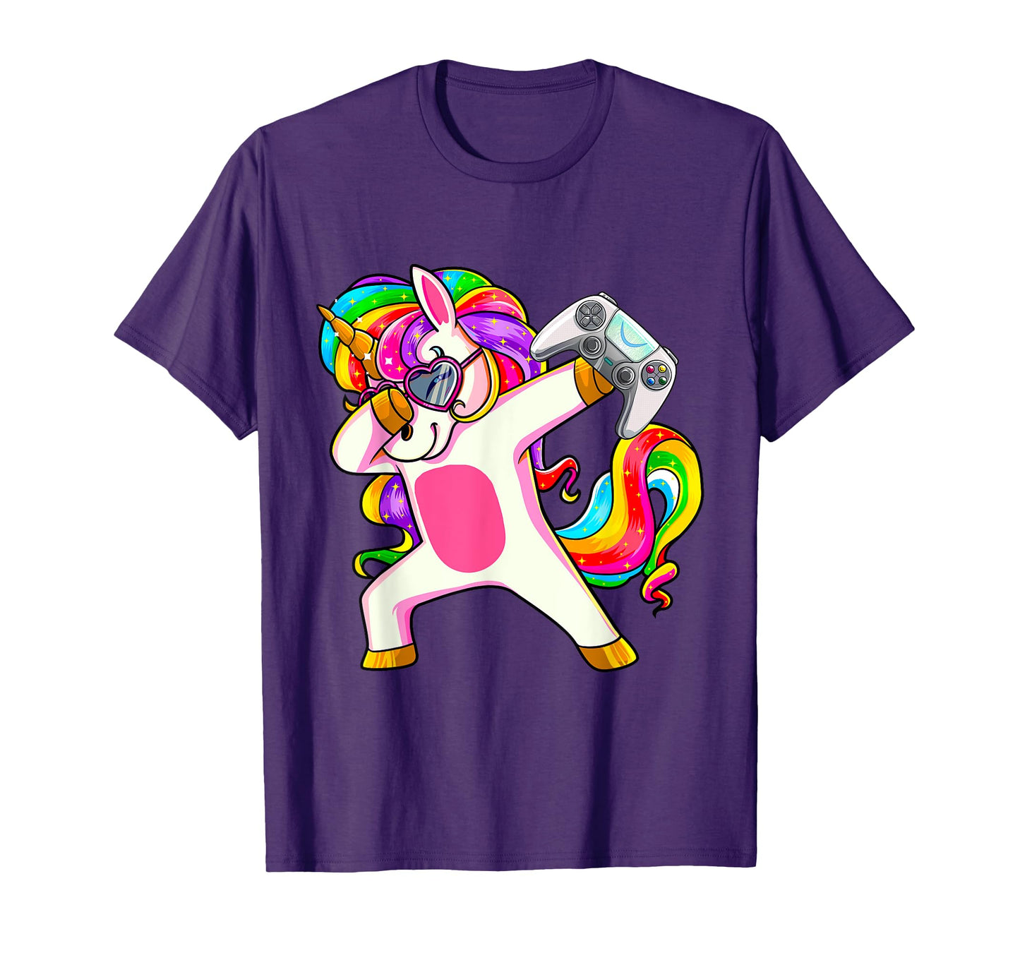 Gamercorn Dabbing Unicorn Video Game Controller Gamer Girl T-Shirt