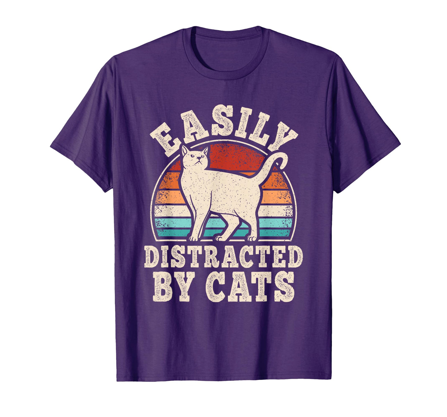 Easily Distracted by Cats Retro Cat Lover Men Women Kids T-Shirt