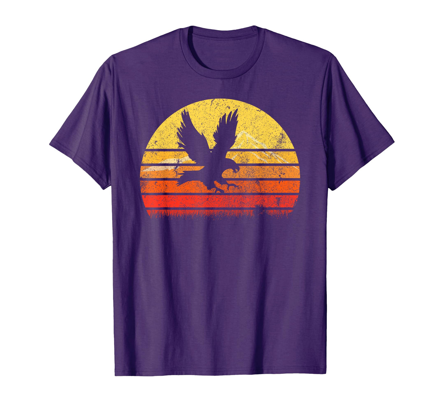 Vintage Retro Hawk Silhouette Sunset Bird Lover Distressed T-Shirt