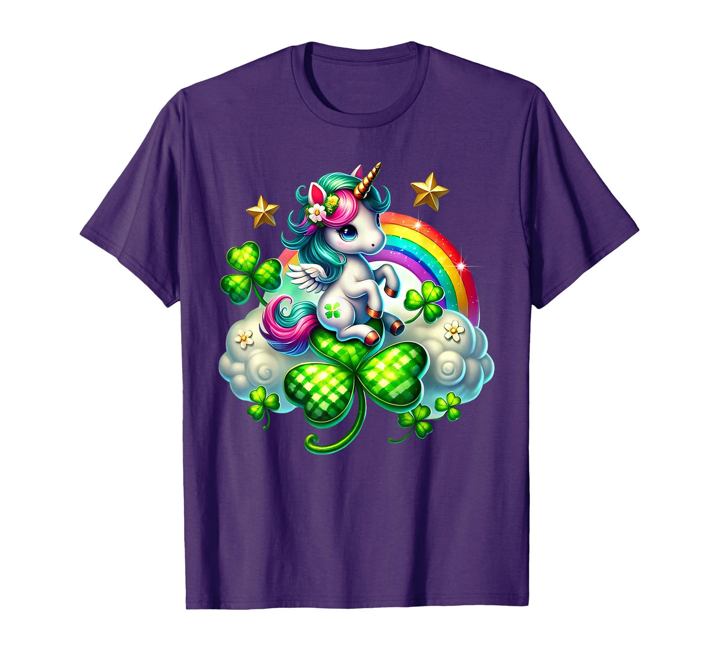 Cute Unicorn Shamrock St Patricks Day Girls Kids Lepricorn T-Shirt
