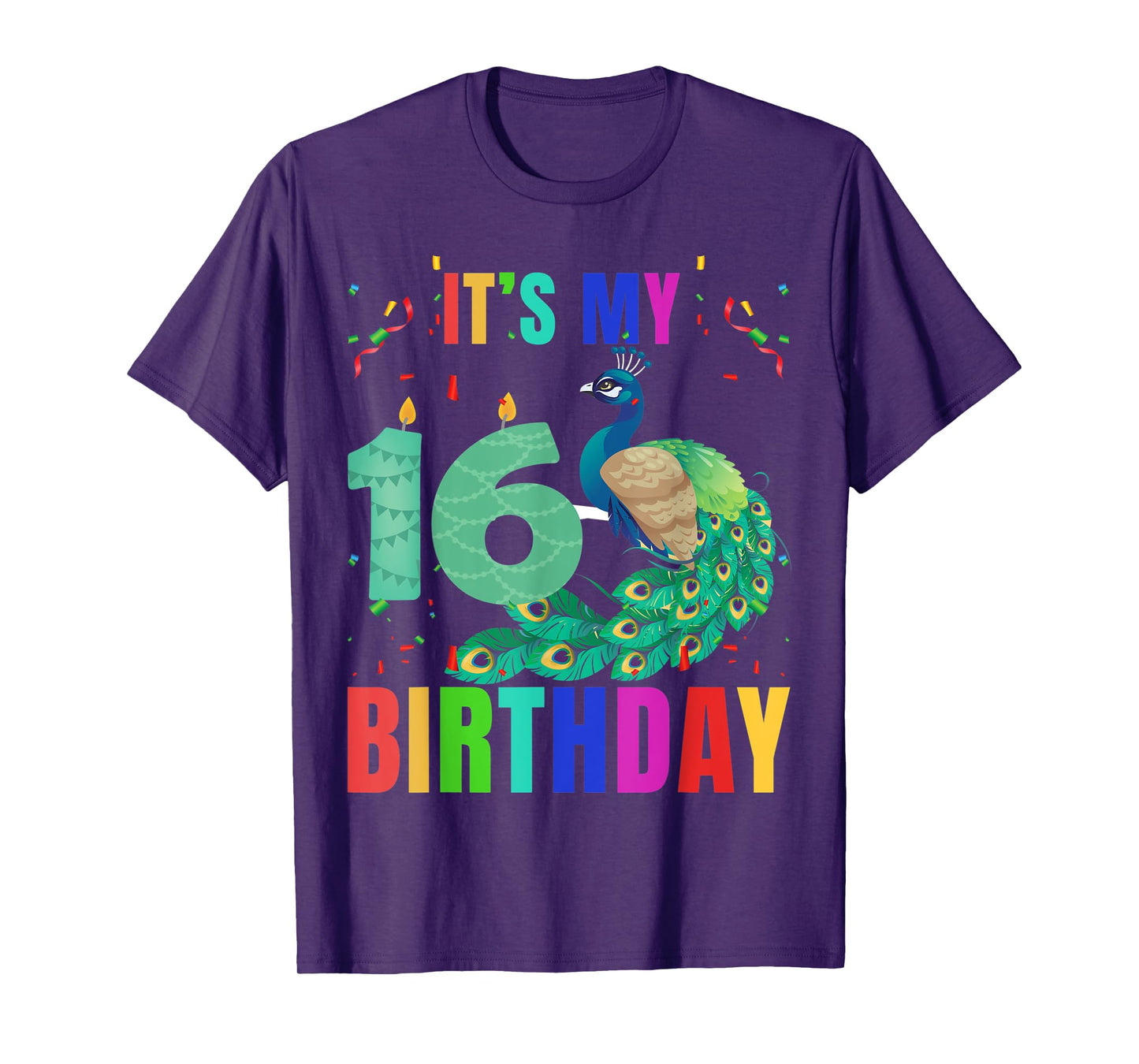 Peacock 16th Birthday Funny Cute Birds Animal Lover Graphic T-Shirt