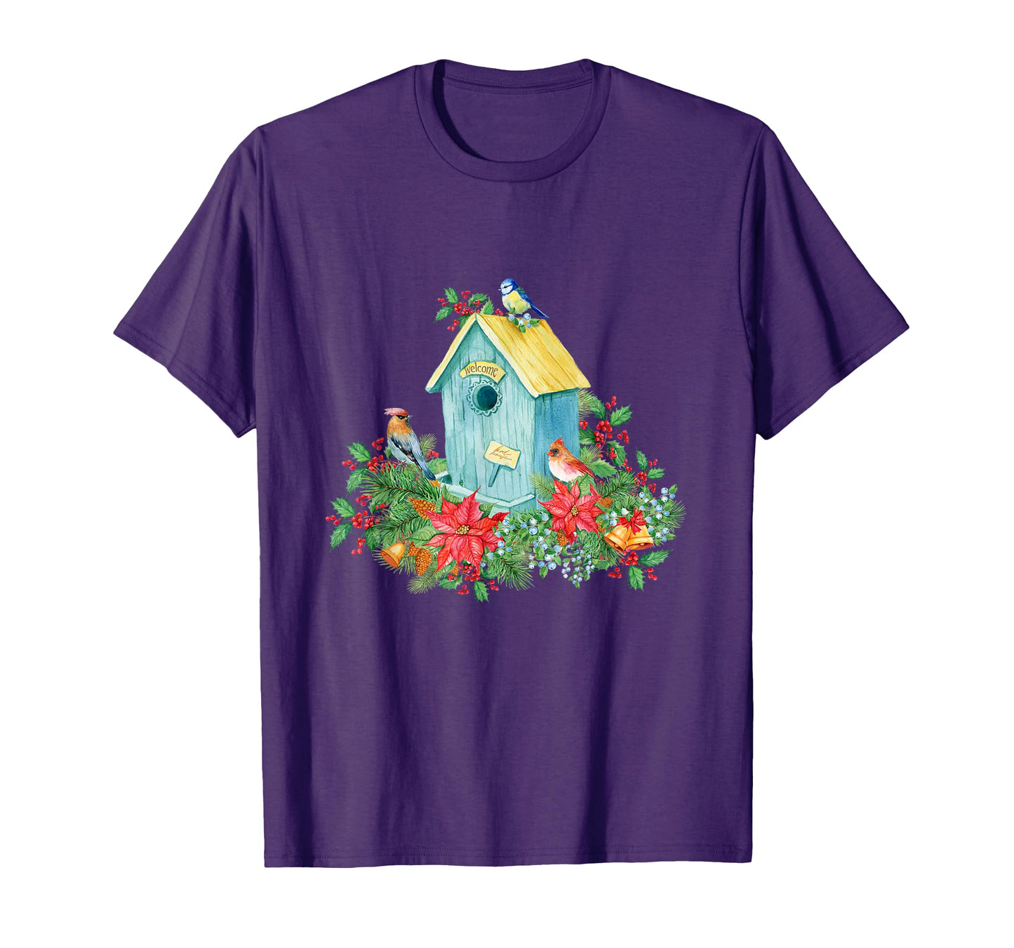 Watercolor Birdhouse Flowers and Animal Lovers T-Shirt