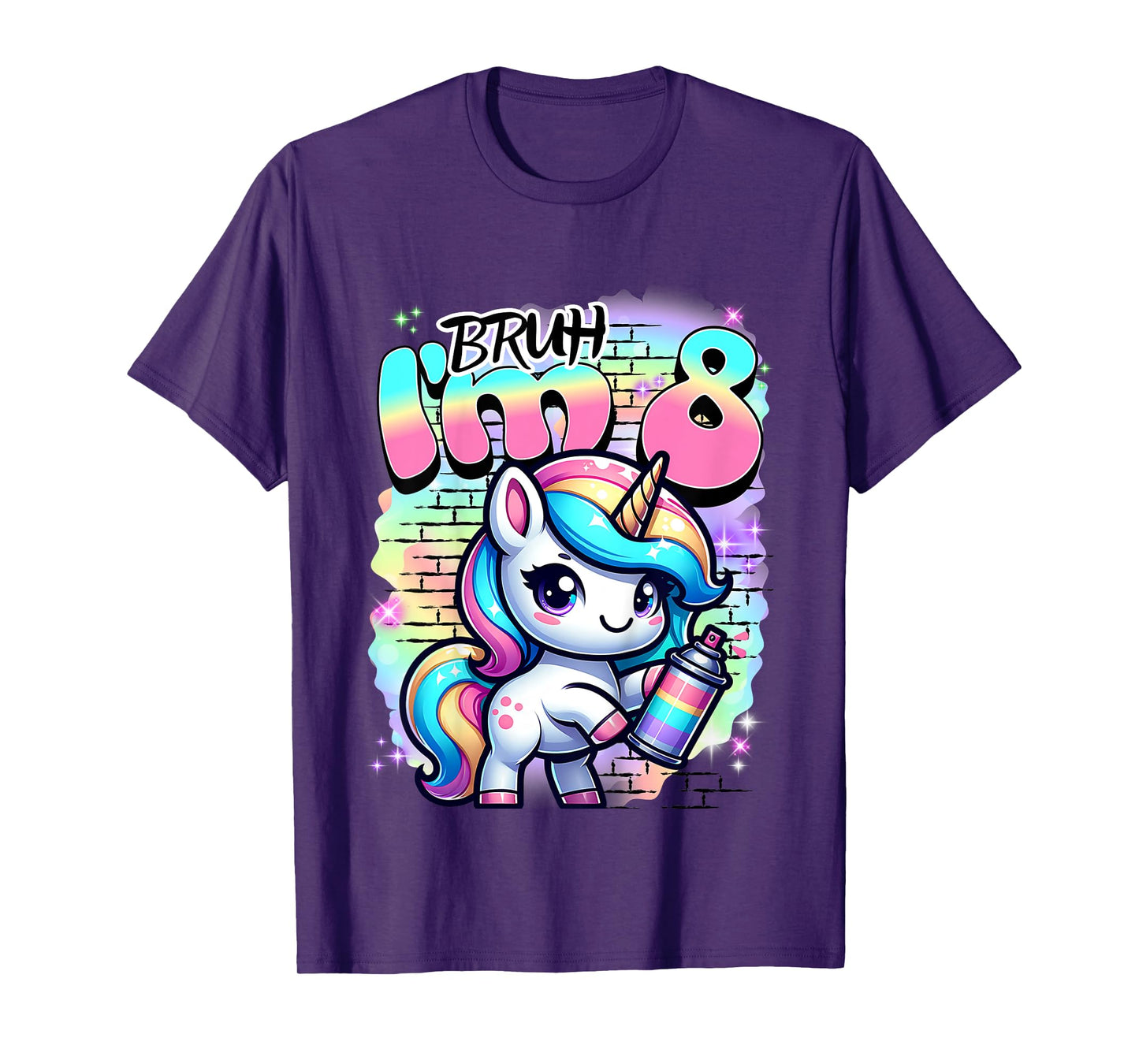 Kids Cute Funny 8 year Old 8th Pastel Colored Unicorn Birthday T-Shirt