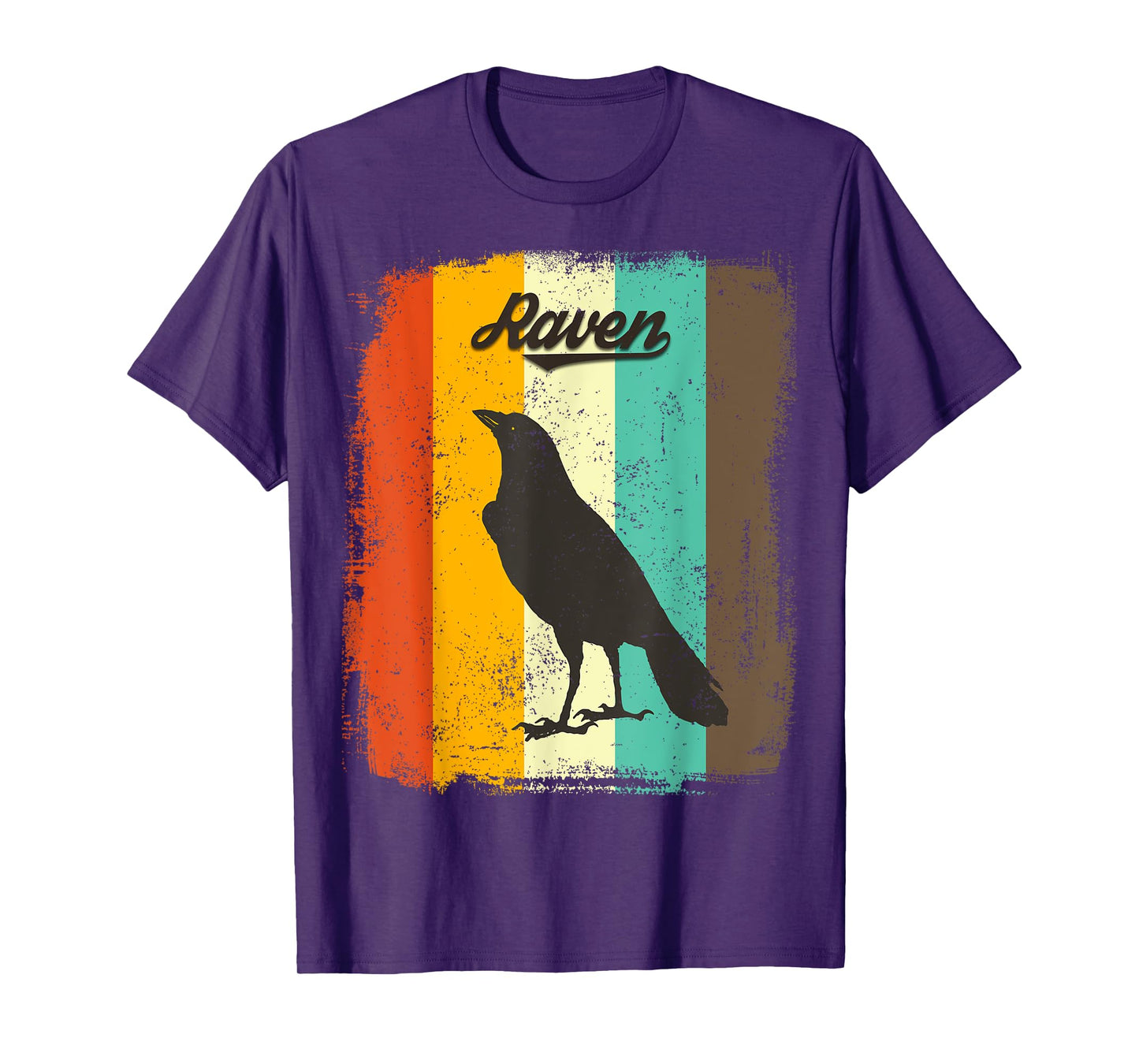 Raven Retro 70s Vintage Bird Lover Art T-Shirt