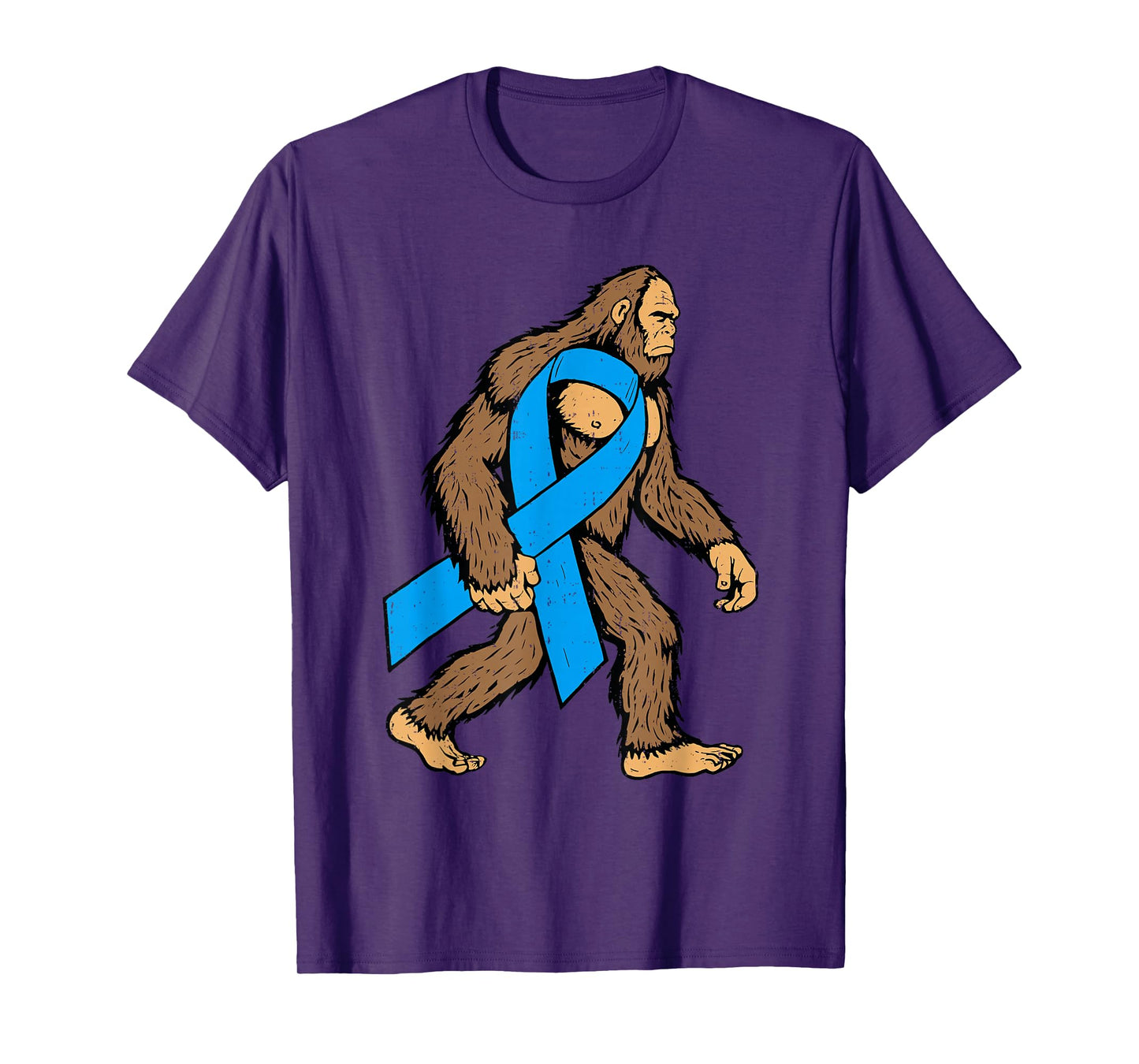 Prostate Cancer Awareness Bigfoot Ribbon Light Blue Men Boy T-Shirt