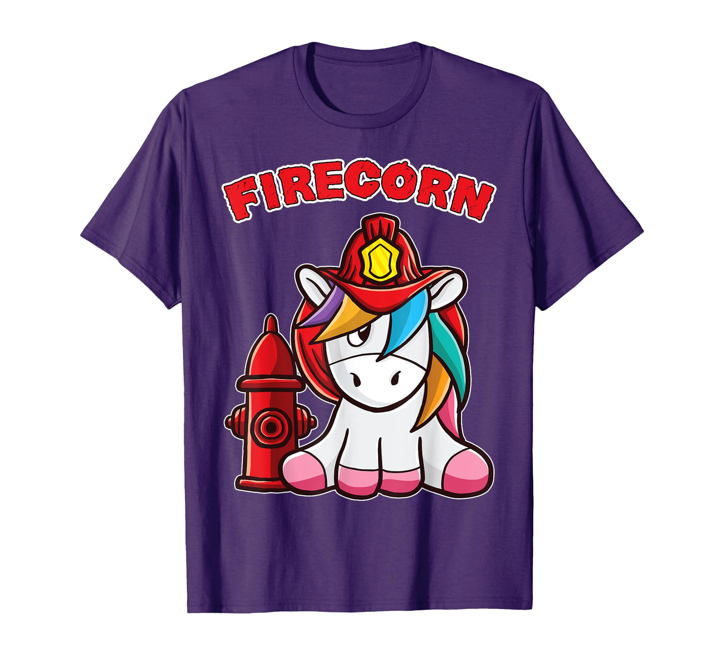 Firecorn Firefighter Unicorn with red Fireman Helmet Fire T-Shirt