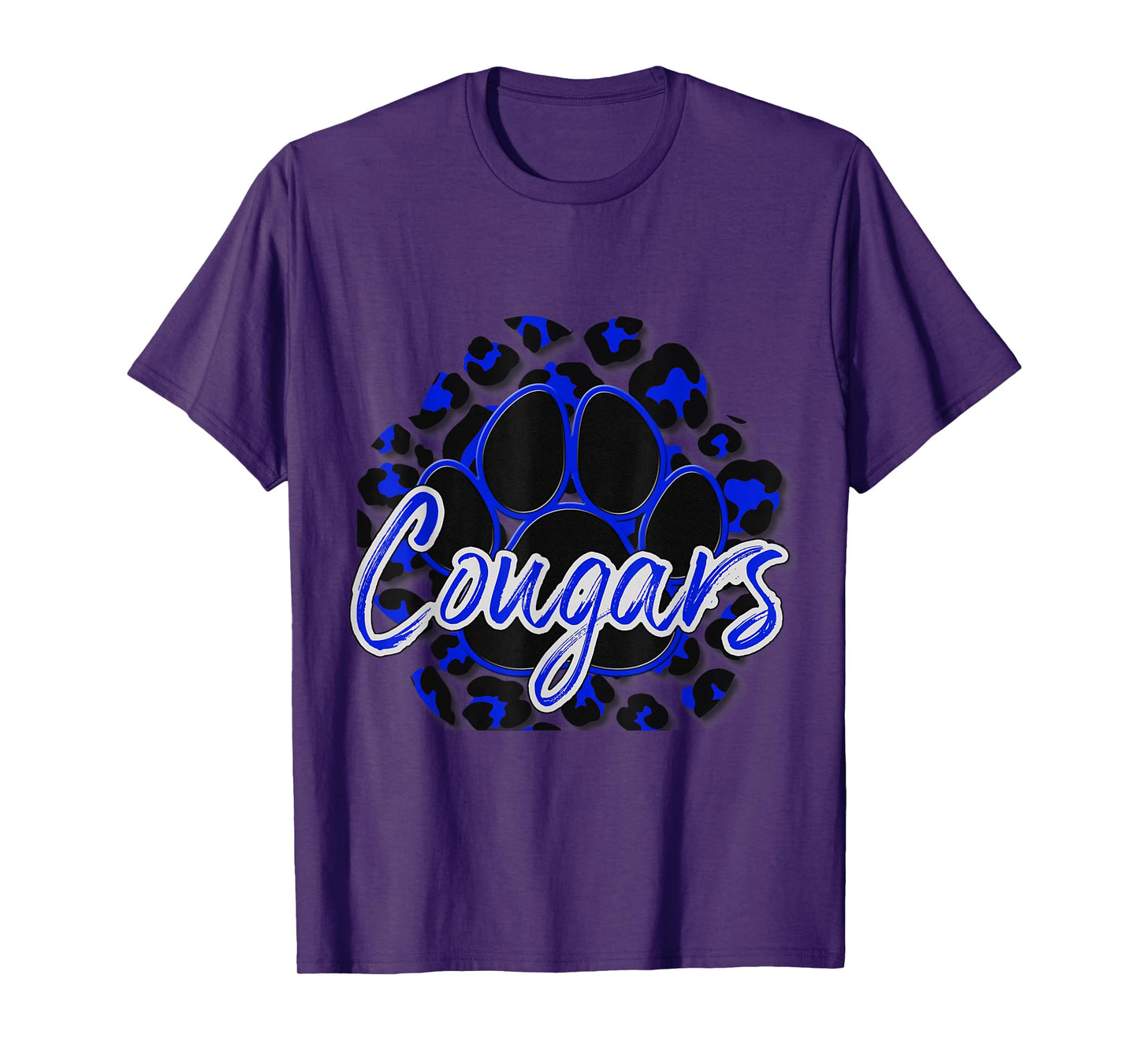 Cougar Blue Black Cheetah School Sports Fan Team Spirit T-Shirt