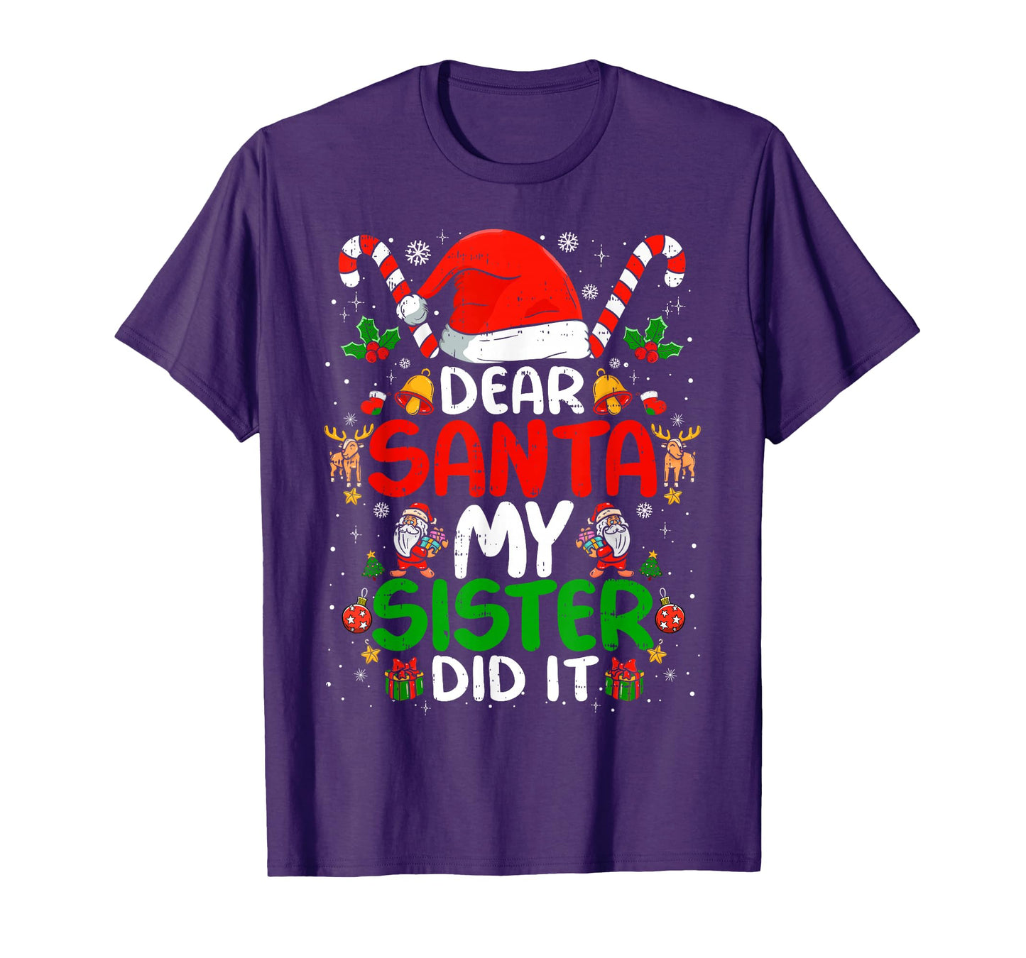 Dear Santa My Sister Did It Funny Christmas Boys Girls Kids T-Shirt