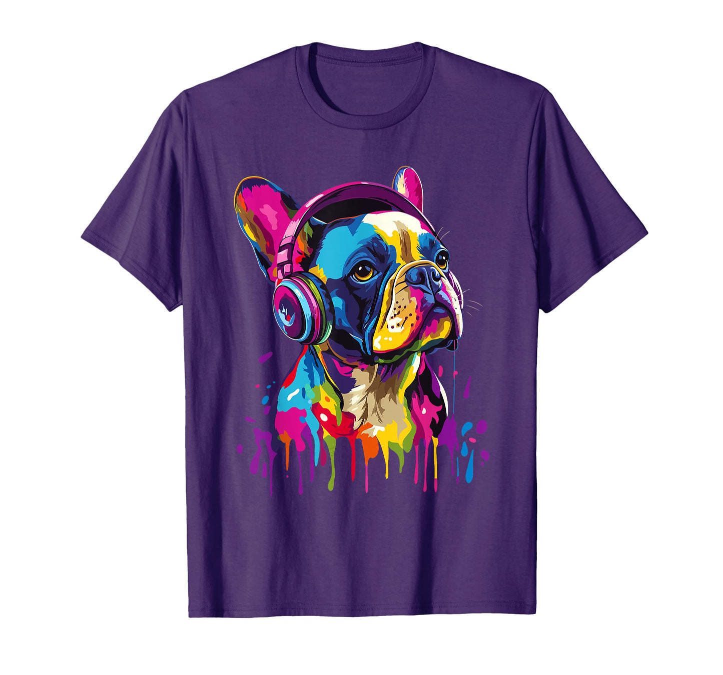 French Bulldog Lover Headphones Pop Art Funny French Bulldog T-Shirt