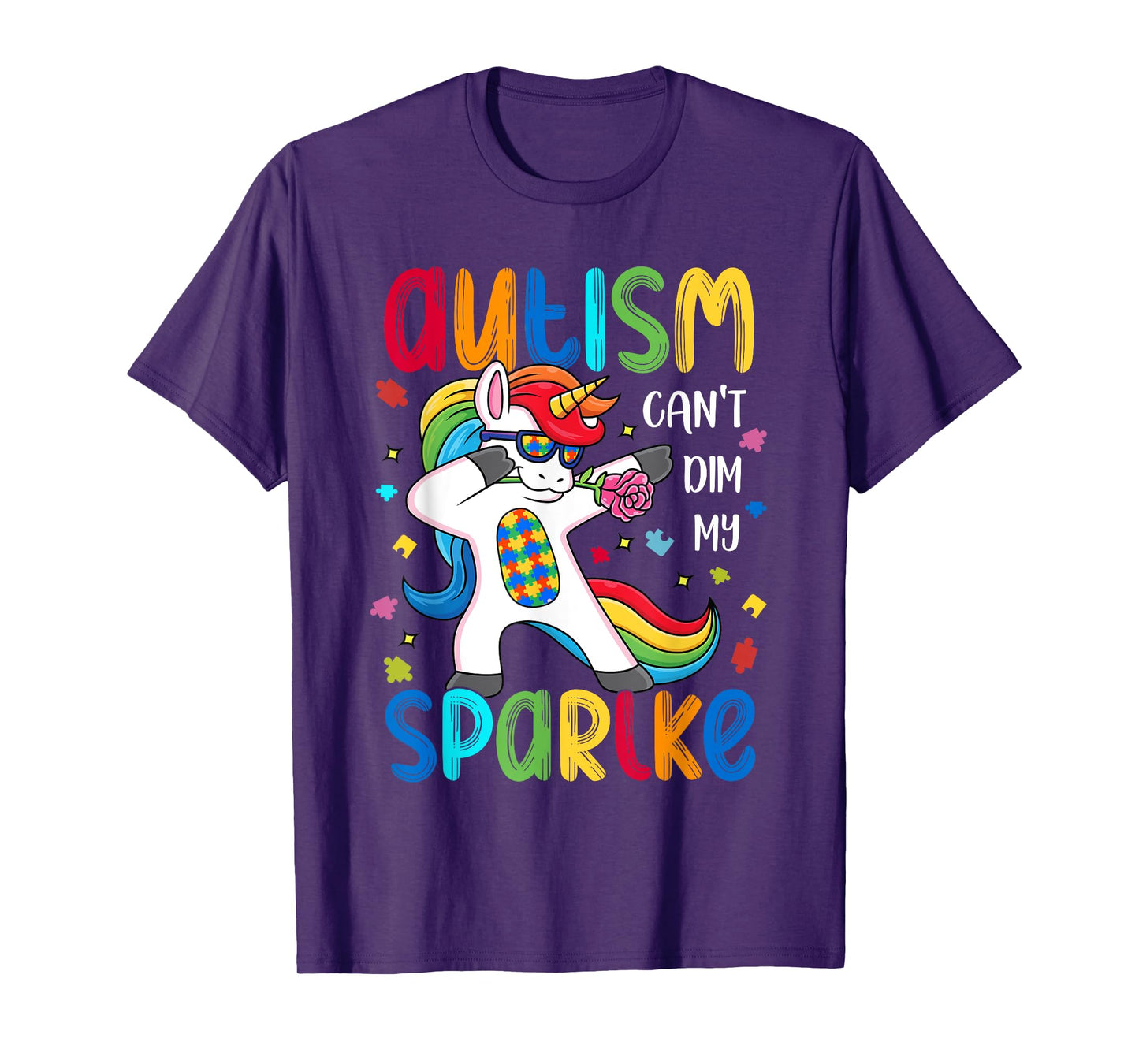 Unicorn Autism Awareness Funny Autism Can't Dim My Sparkle T-Shirt