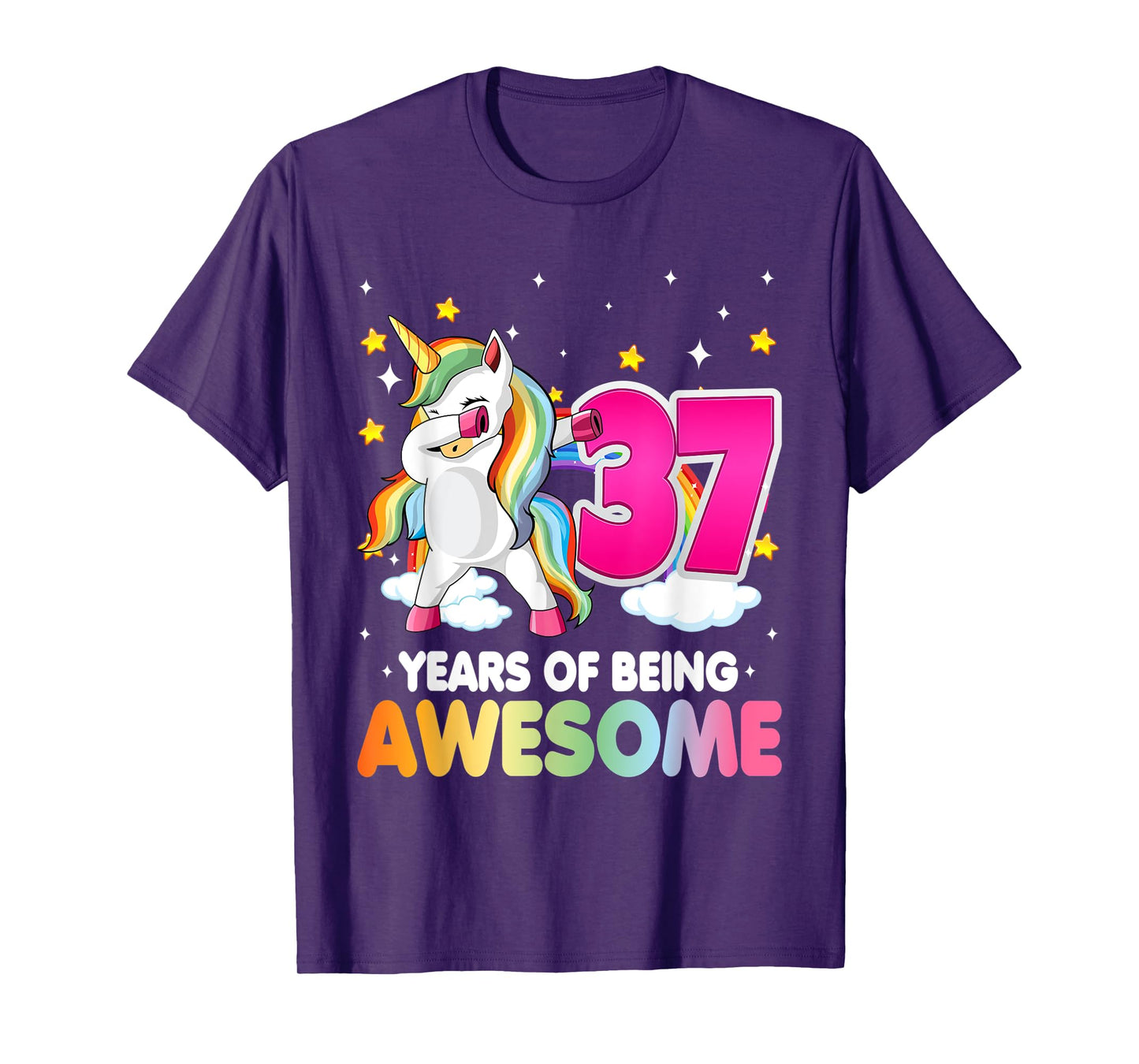 37th Birthday Dabbing Unicorn Party Gift | 37 Years Old T-Shirt