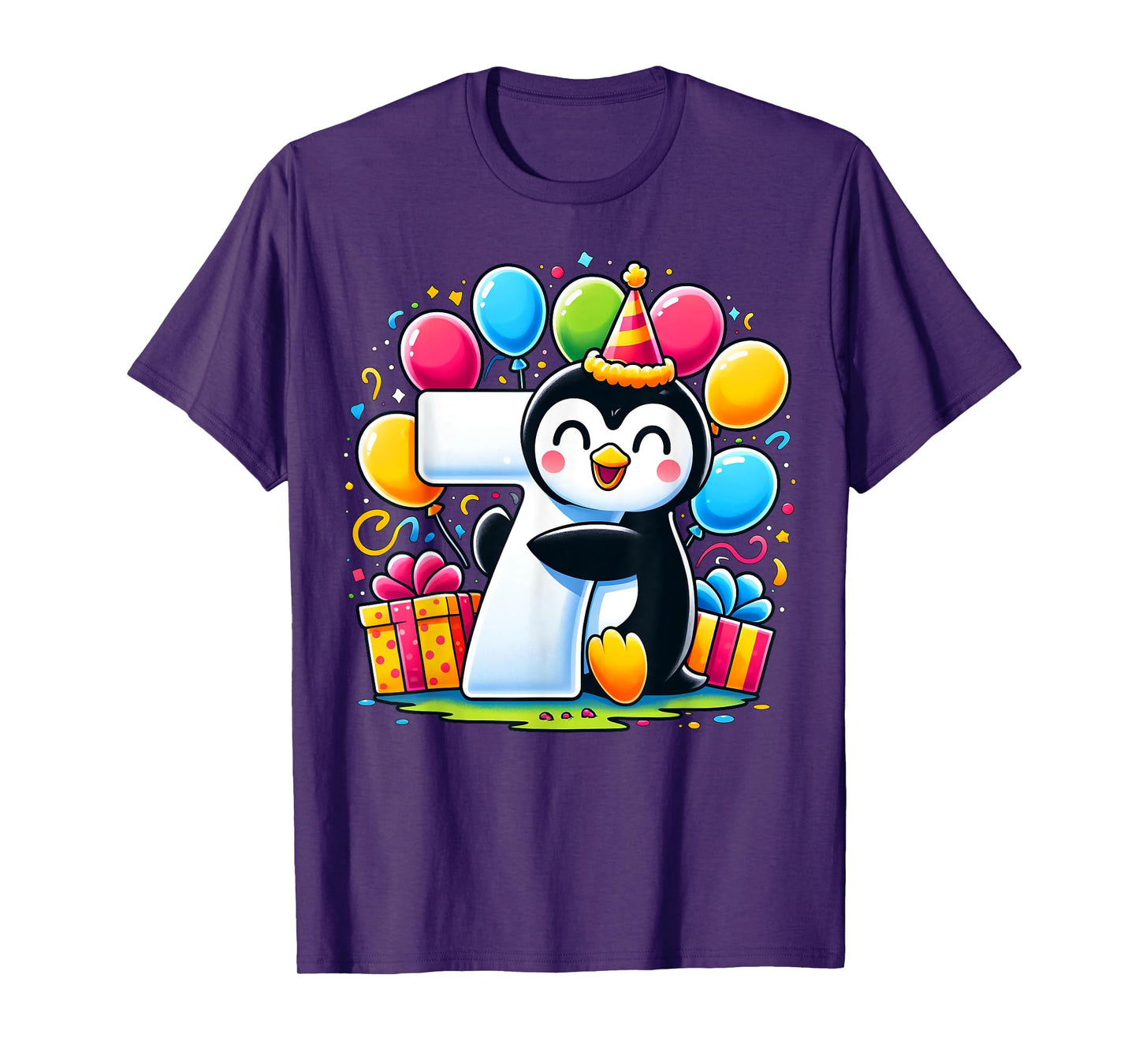 Kids Penguin Theme seventh Bday Party 7th Penguin Birthday T-Shirt