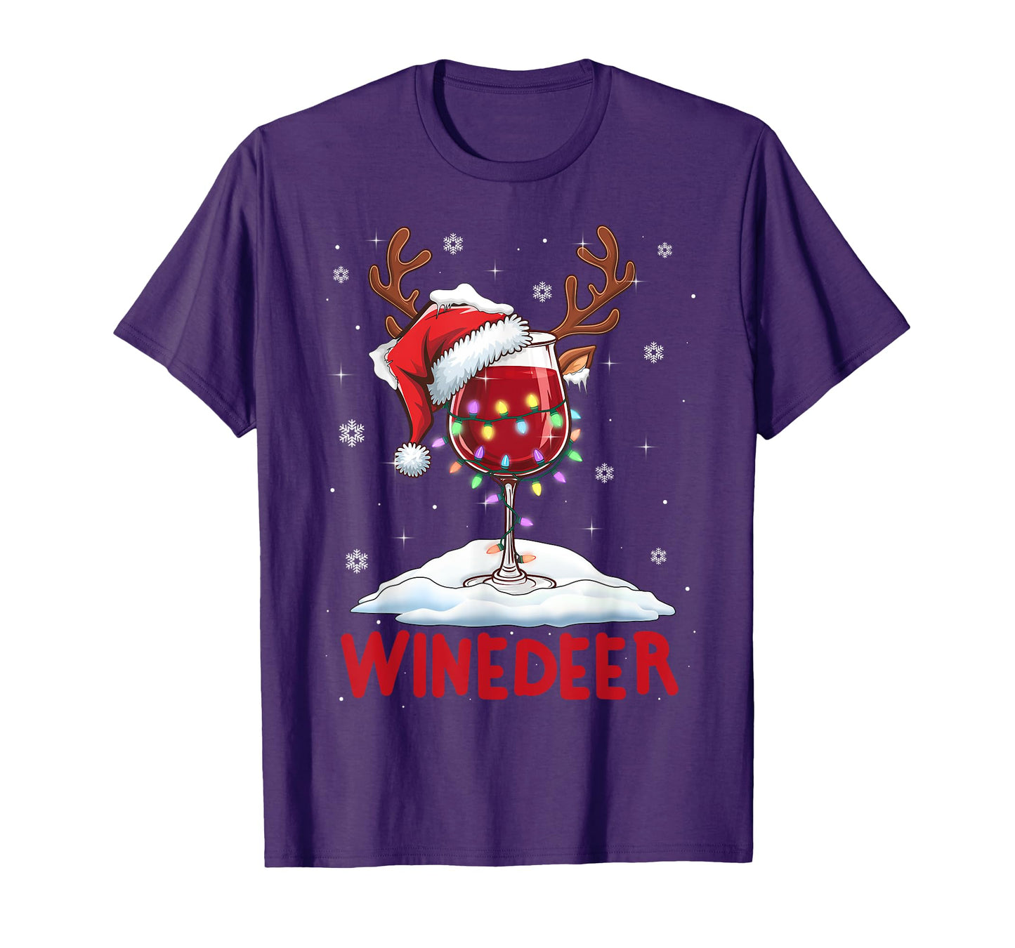 Winedeer Reinbeer Santa Hat Reindeer Couple Xmas Matching T-Shirt