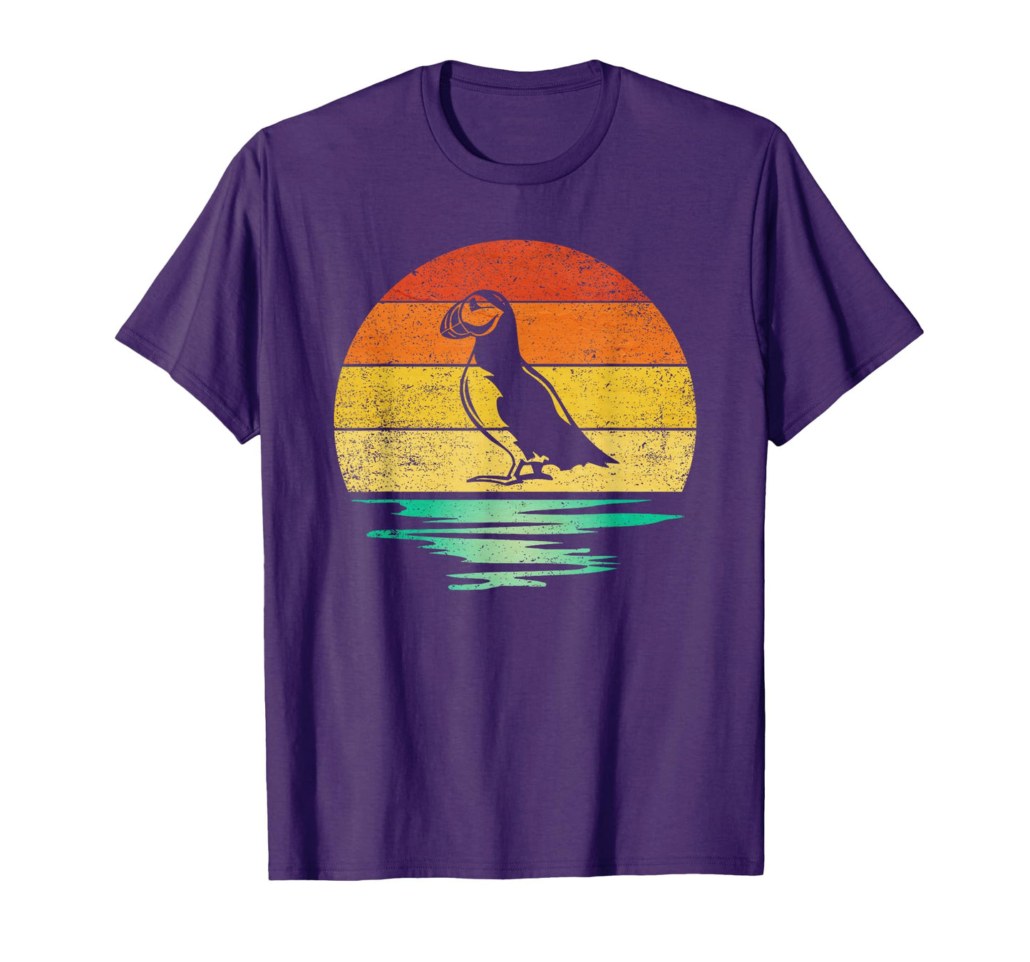 Vintage Puffin Bird Retro Sunset Puffin T-Shirt