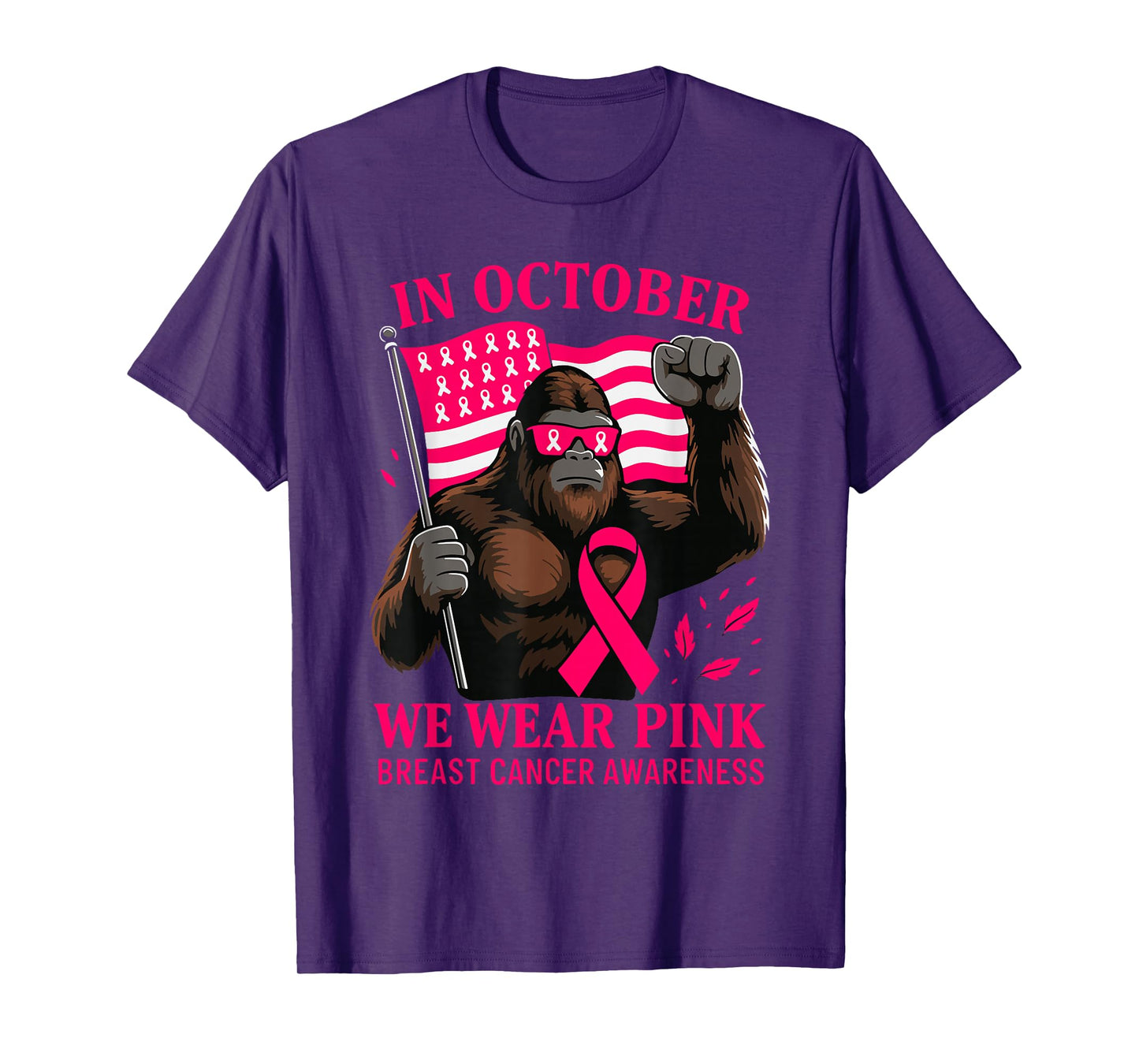 Breast Cancer Bigfoot Halloween in October We Wear Pink T-Shirt