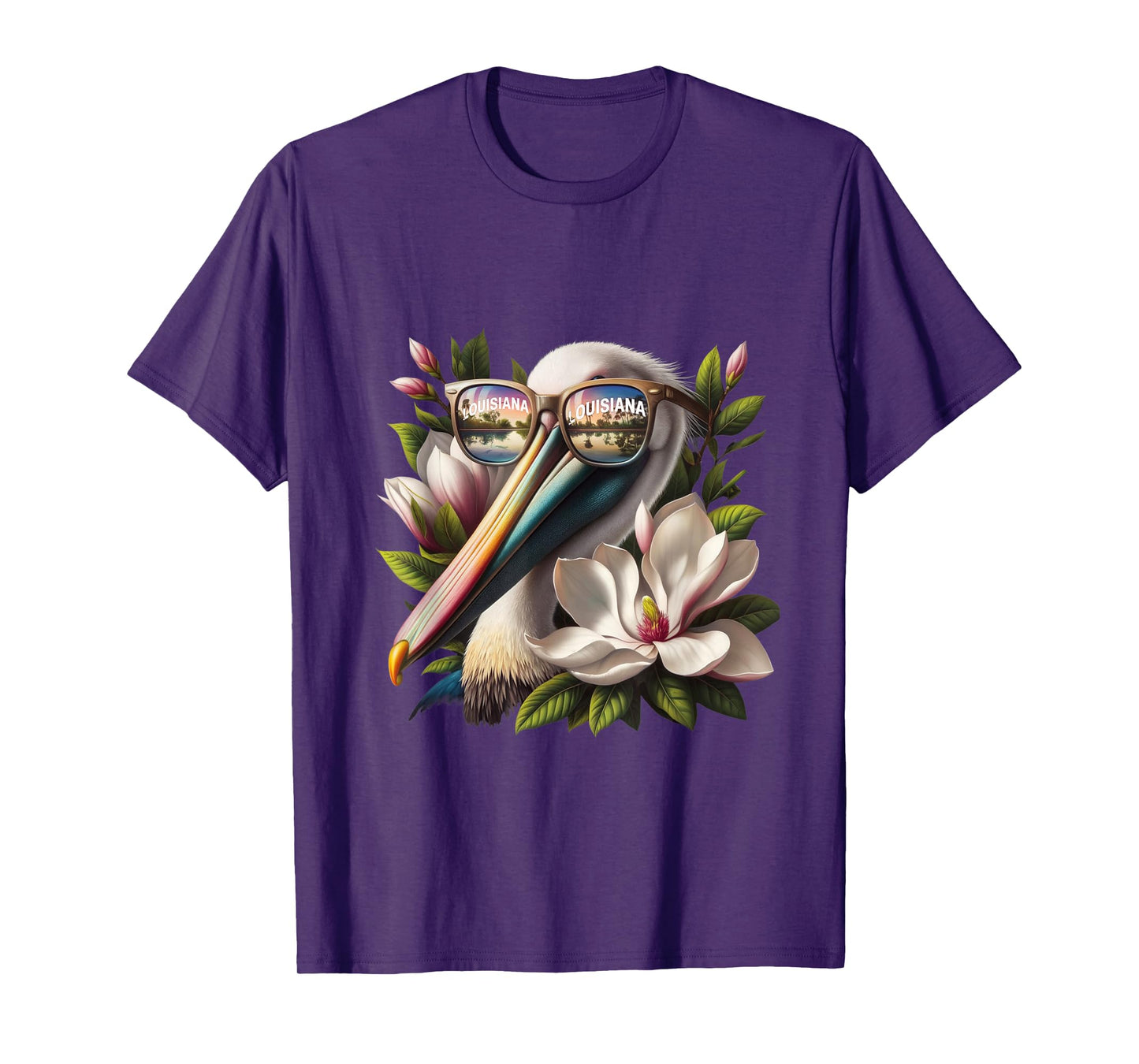 Louisiana Pelican Wearing Sunglasses State Bird Retro Art T-Shirt