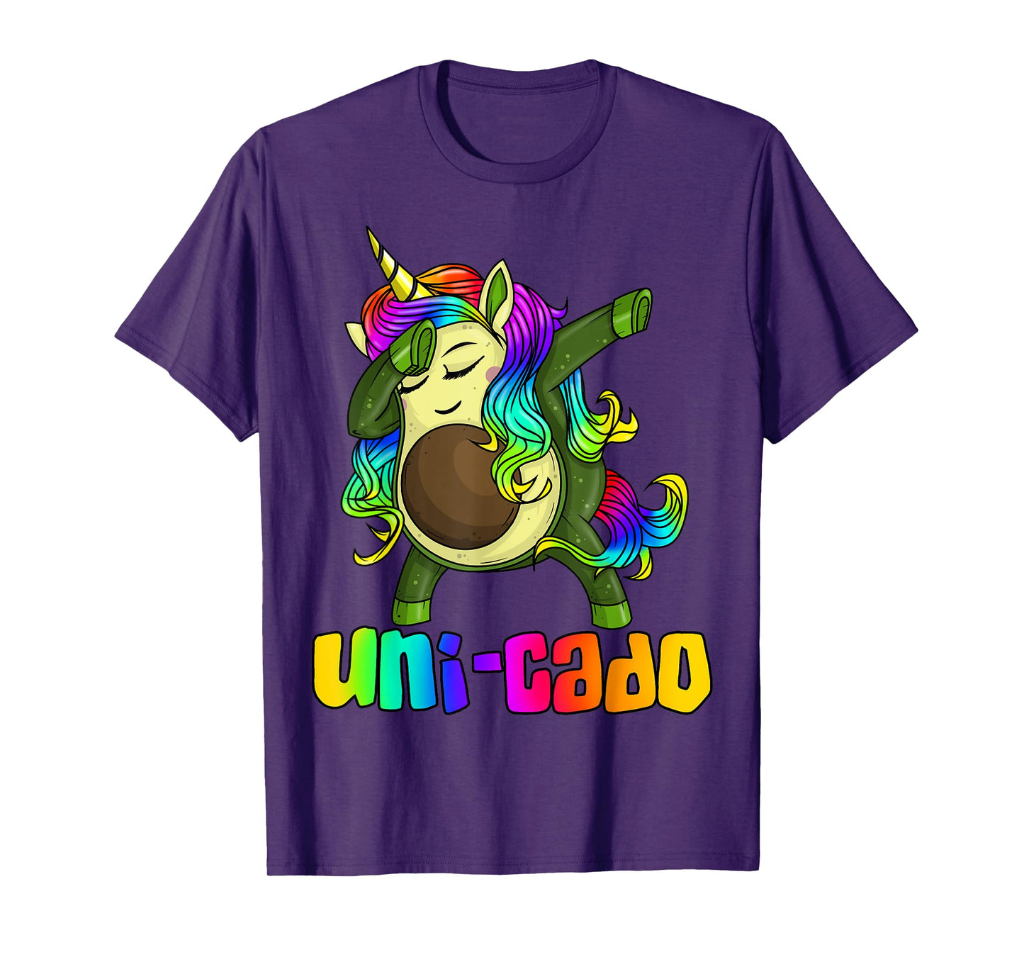 Uni Cado Dabbing Unicorn Avocado Rainbow Girl Birthday Gift T-Shirt
