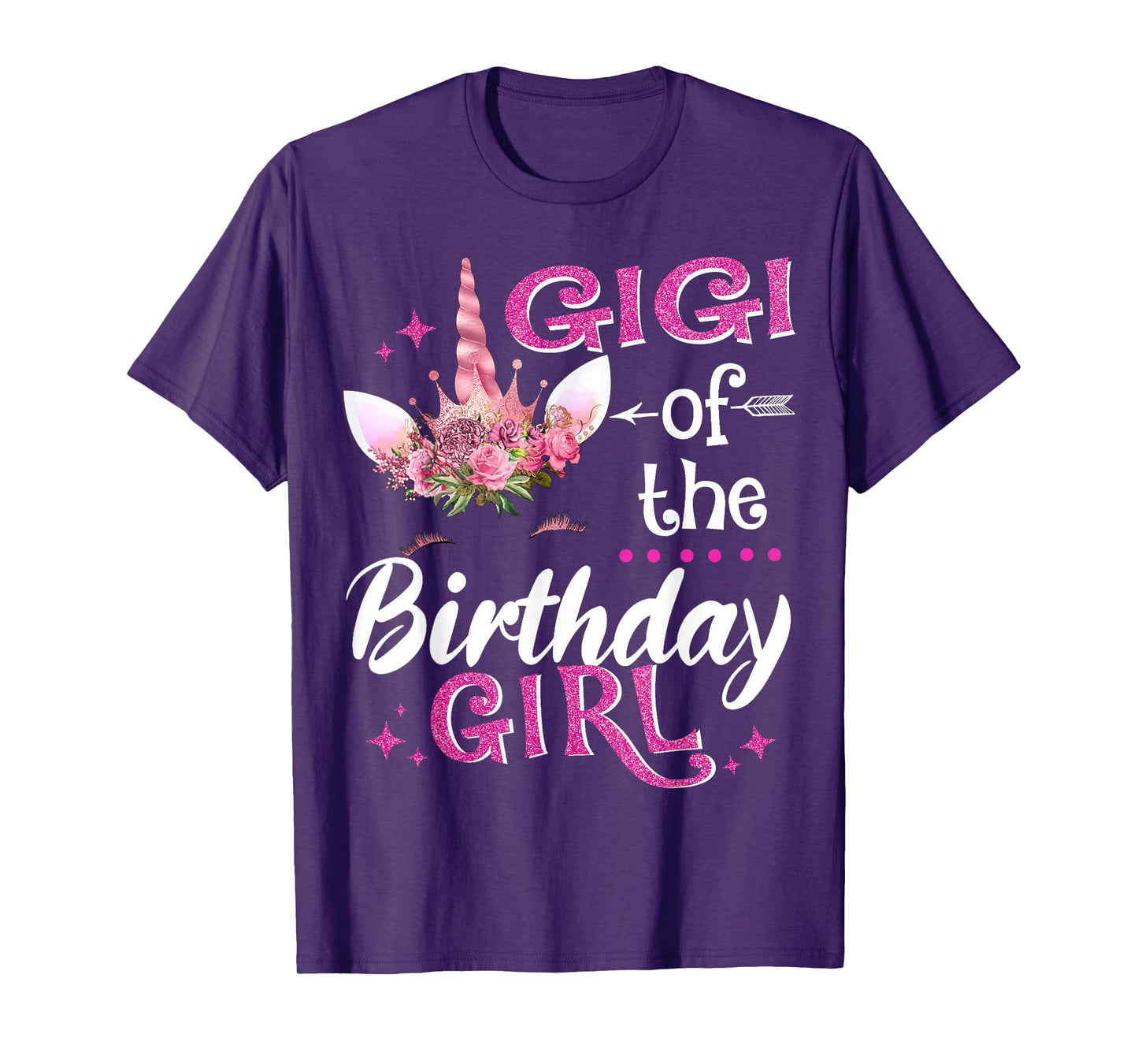 Gigi Of The Birthday Girl Unicorn Flower Grandma T-Shirt
