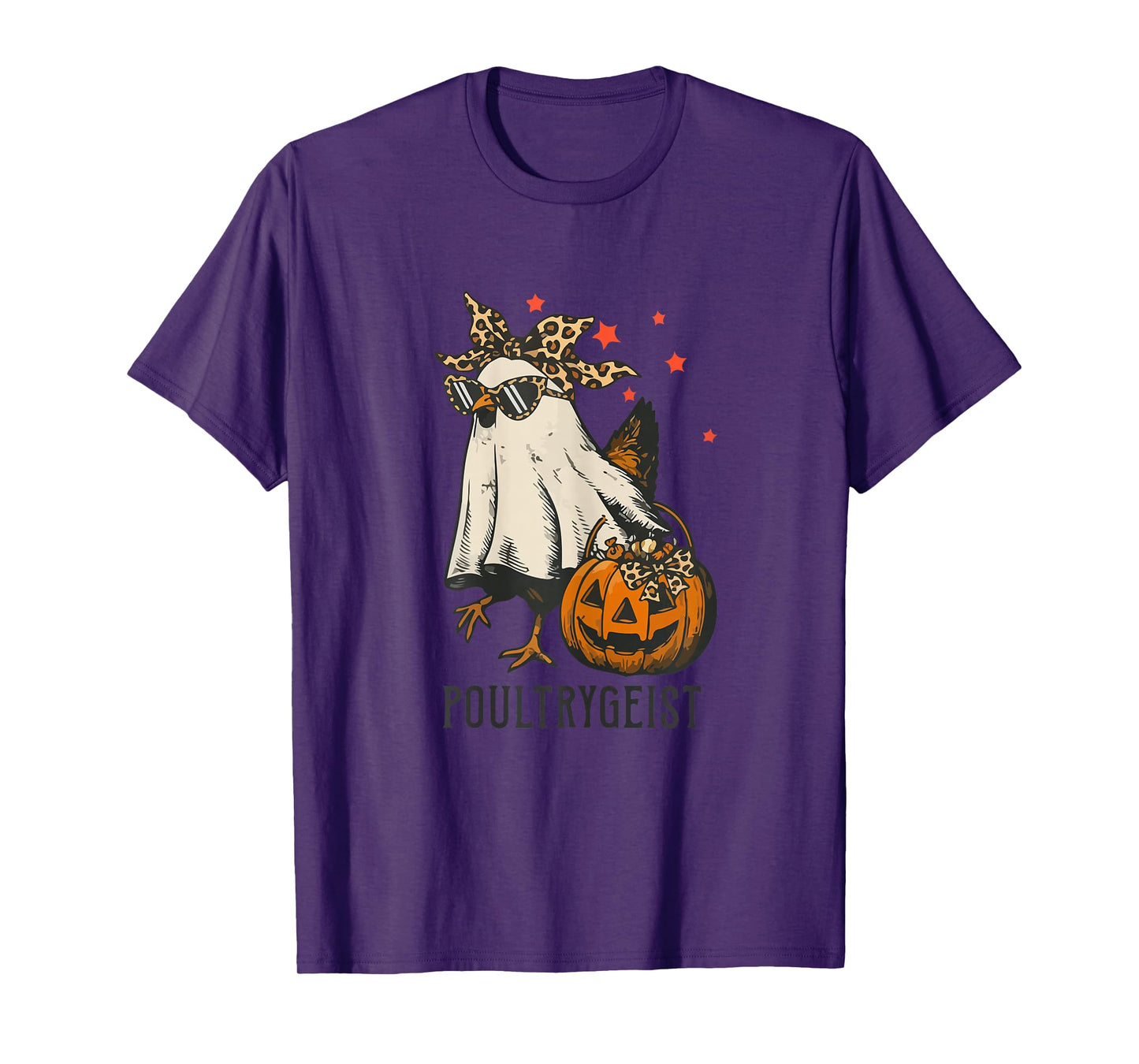 Poultrygeist Chicken Ghost Leopard Coquette Bow Halloween T-Shirt