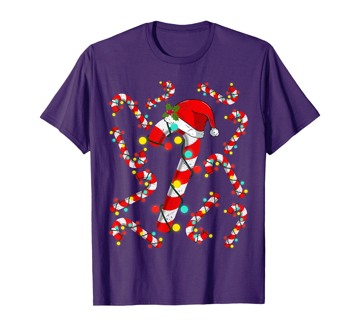 Christmas Candy Cane Santa Xmas Kids Toddler Youth Women Men T-Shirt
