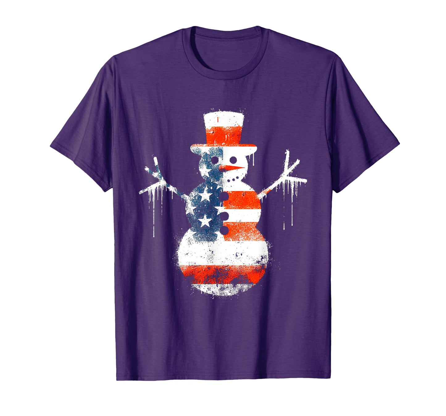 Snowman American Flag - Patriotic USA Snowman Xmas Lover T-Shirt