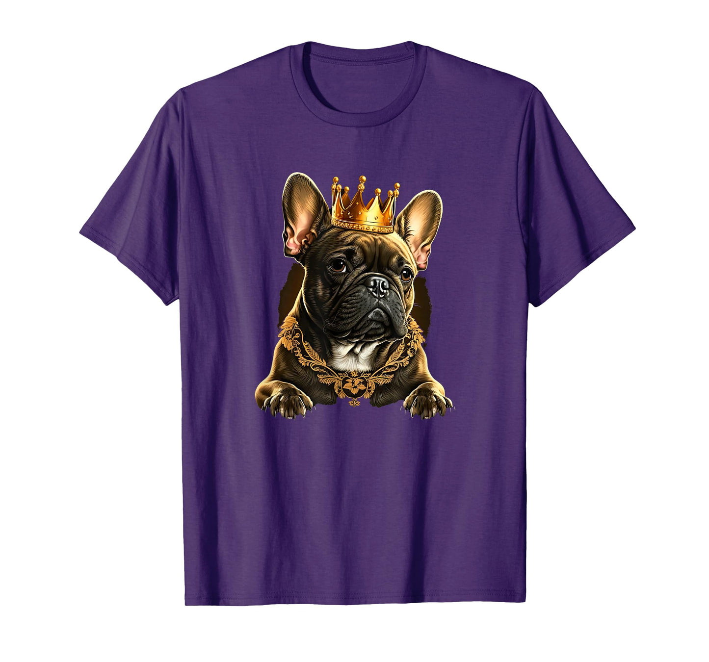 Funny French Bulldog Frenchie with a Golden Crown Men Women Girls Kids T-Shirt