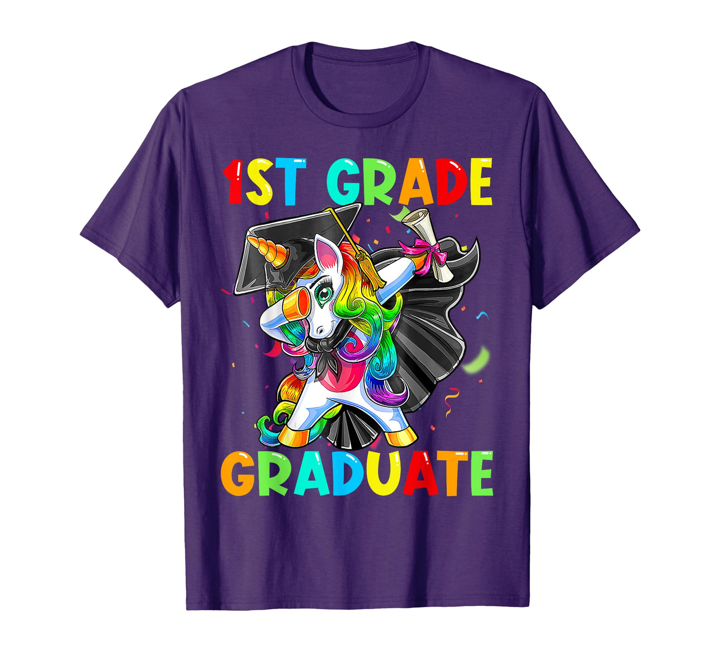 Dabbing Unicorn 1st Grade Graduation Cap Gown Gift Girls T-Shirt