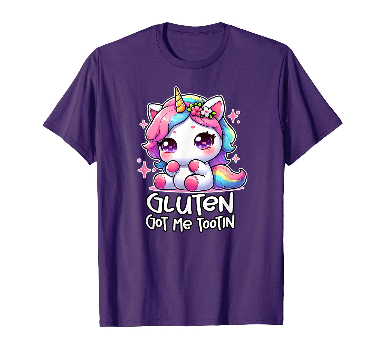 GLUTEN GOT ME TOOTIN celiac funny gluten free gifts unicorn T-Shirt
