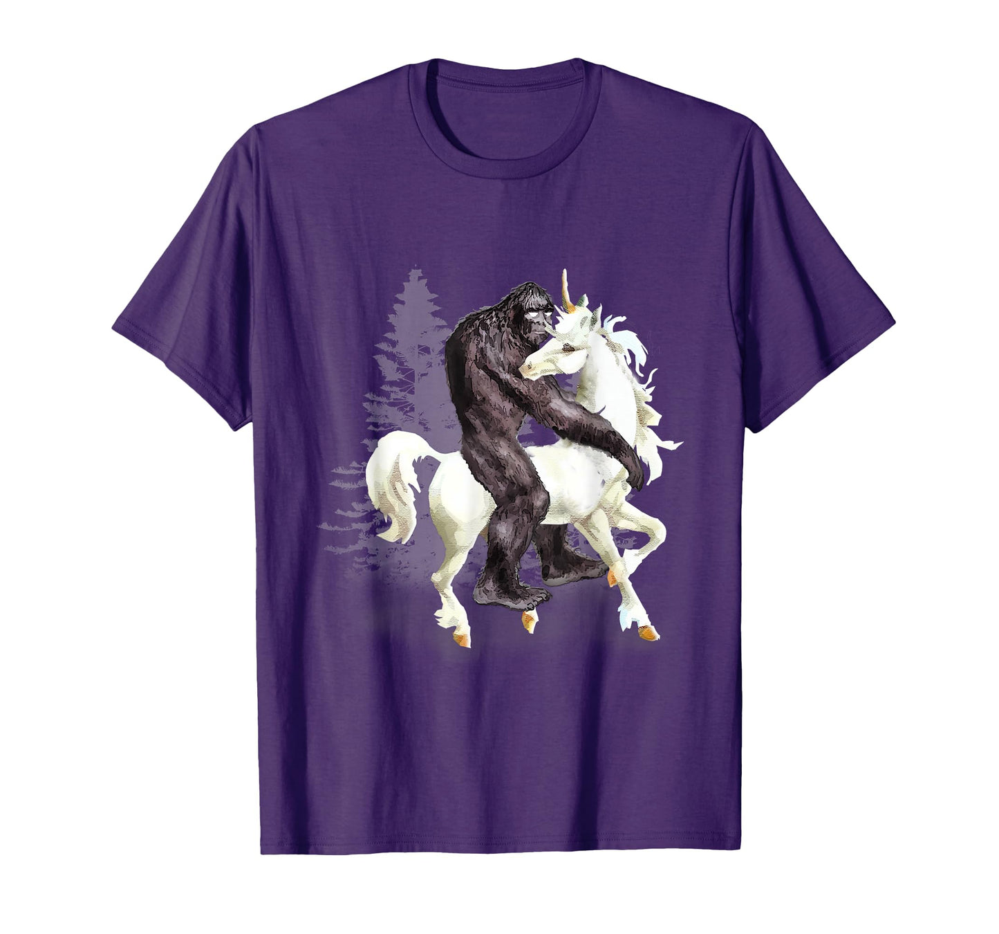 Bigfoot Sasquatch Riding Unicorn Funny Cute Gift T-Shirt