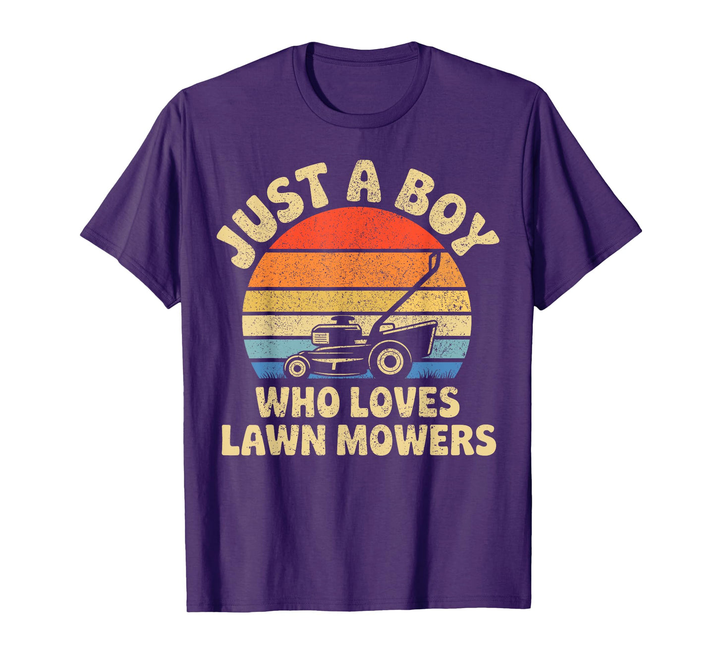Vintage Lawn Mowing Just a Boy Who Loves Lawn Mowers Funny T-Shirt