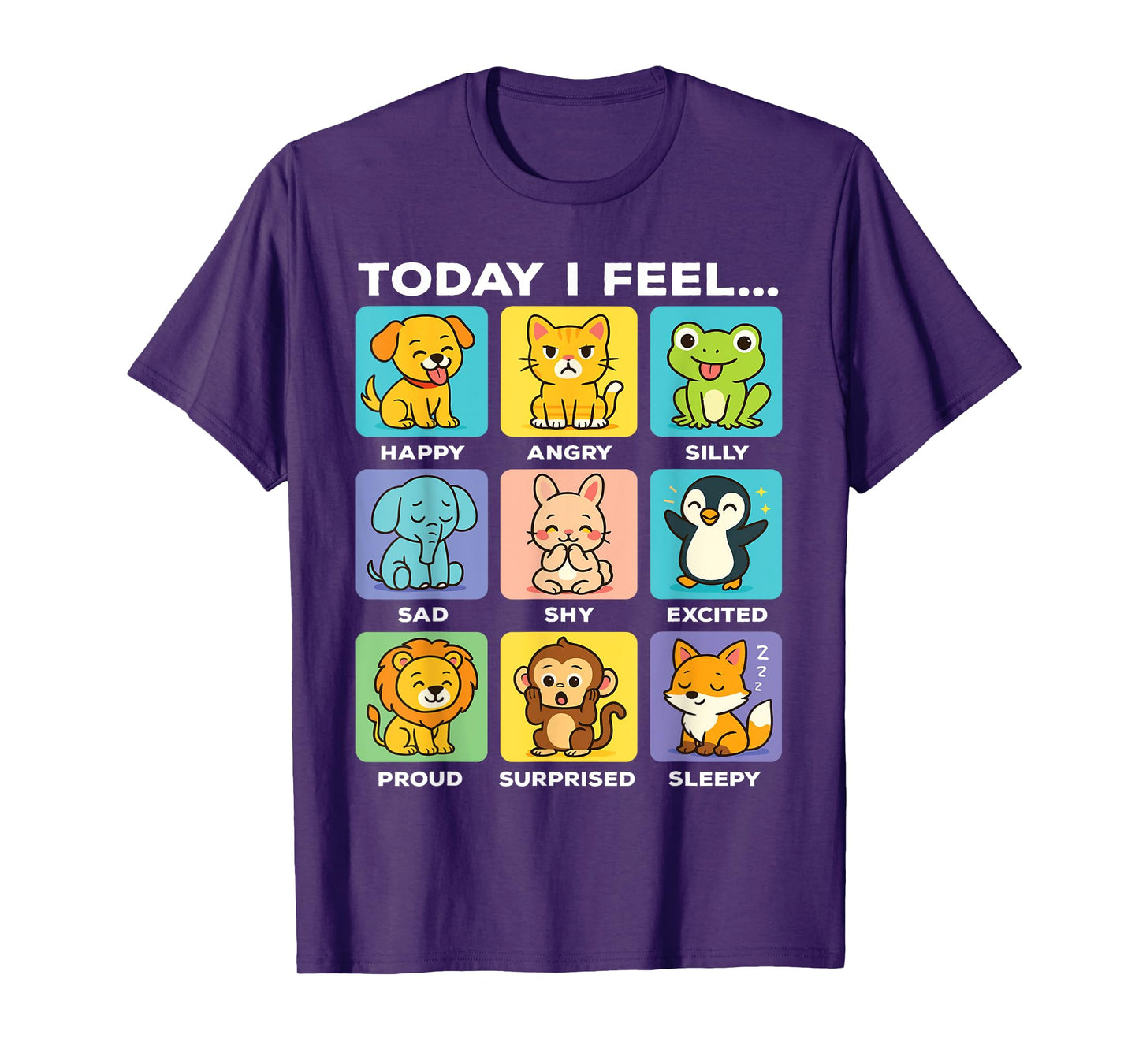 Today I Feel... Funny Animals Emotional Boxes Emotions Kids T-Shirt