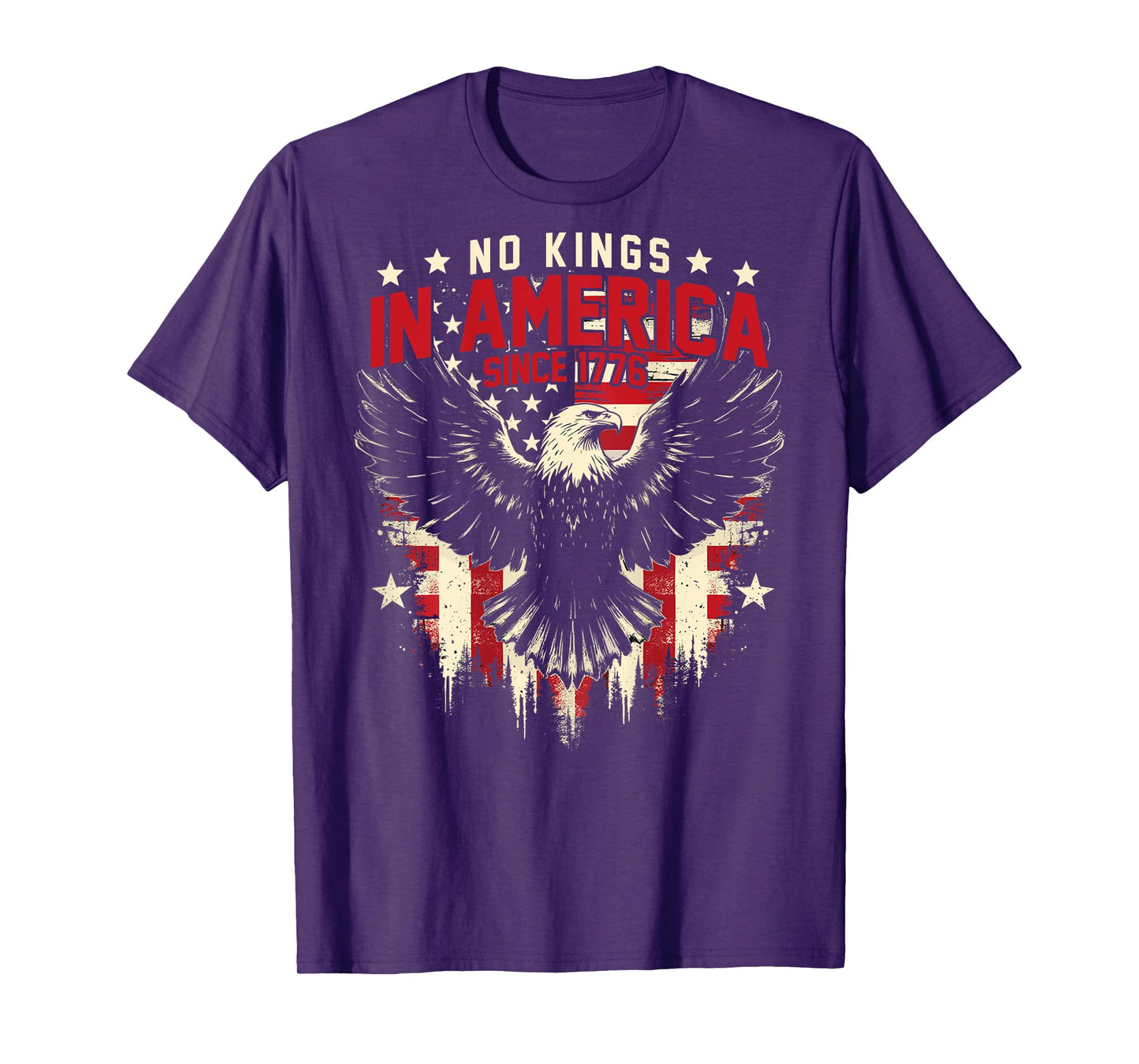 (ON BACK) No Kings In America Since 1776 USA Flag Vintage T-Shirt