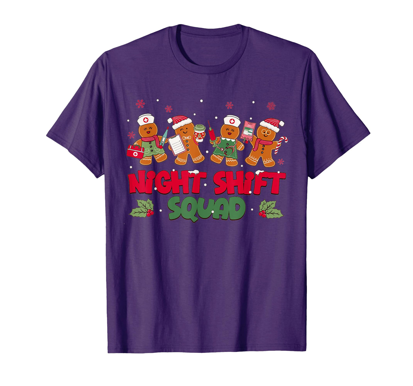Nurse Christmas Night Shift Squad Gingerbread RN ER ED T-Shirt