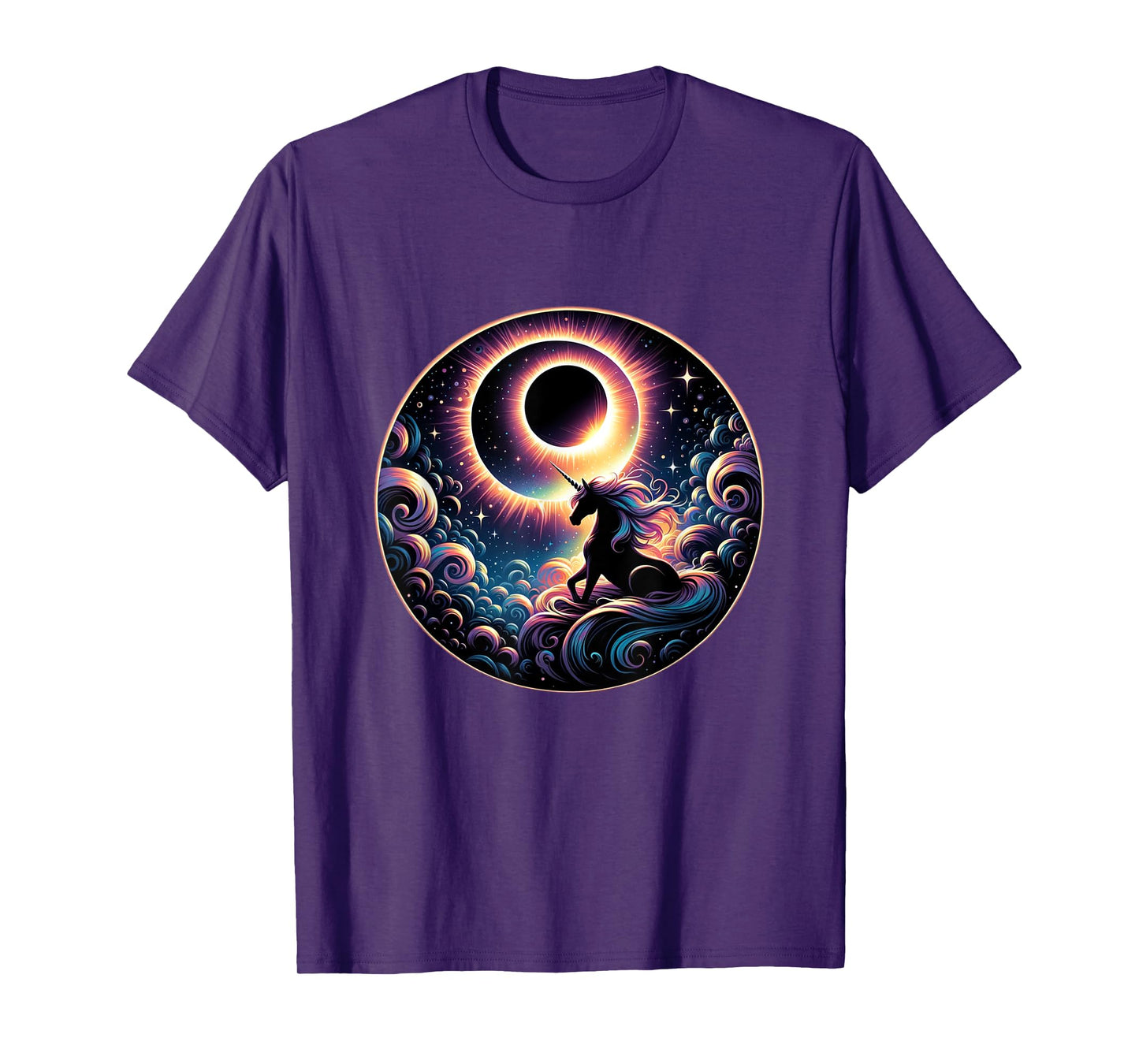 Total Solar Eclipse Apirl 08 2024 With Unicorn Graphic T-Shirt