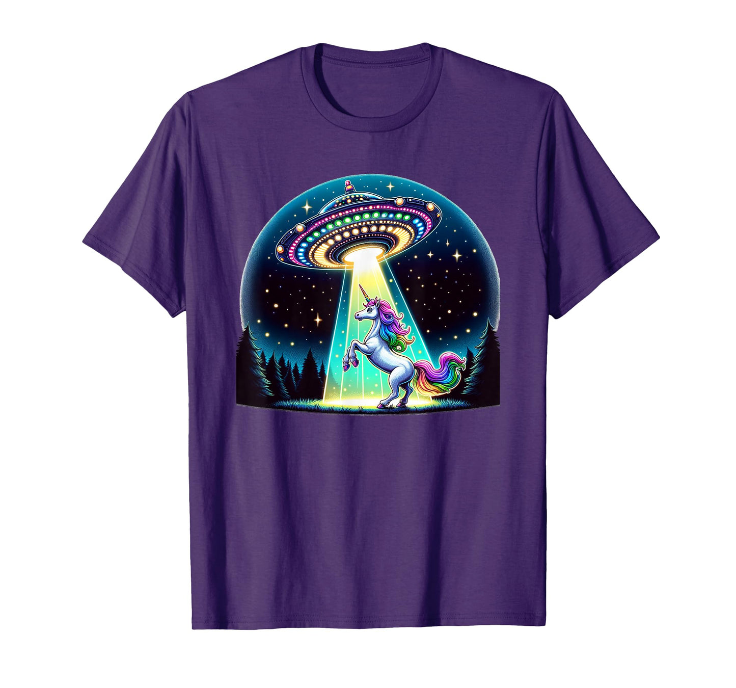 Rainbow Unicorn Abduction Alien Invasion Funny UFO Spaceship T-Shirt