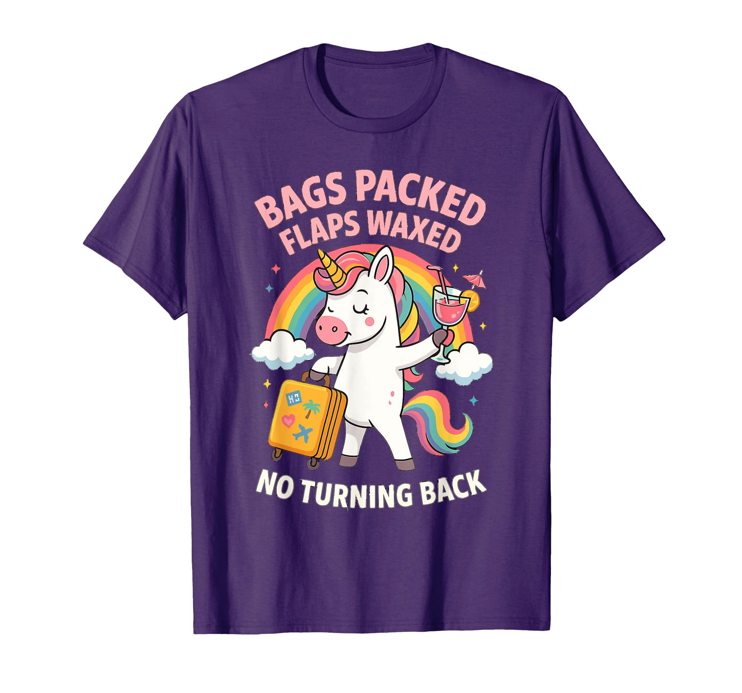 Bags Packed Flaps Waxed Unicorn for Girls Trips Vacation T-Shirt