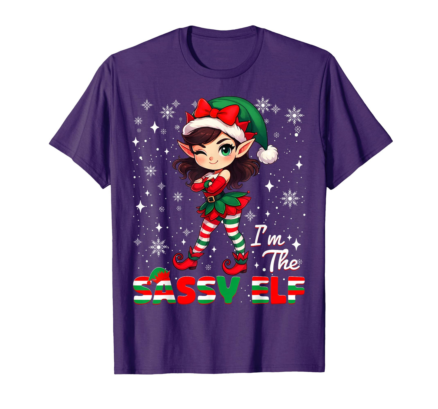 Im The Sassy Elf Cute Snowflake Christmas Xmas Girl Women T-Shirt