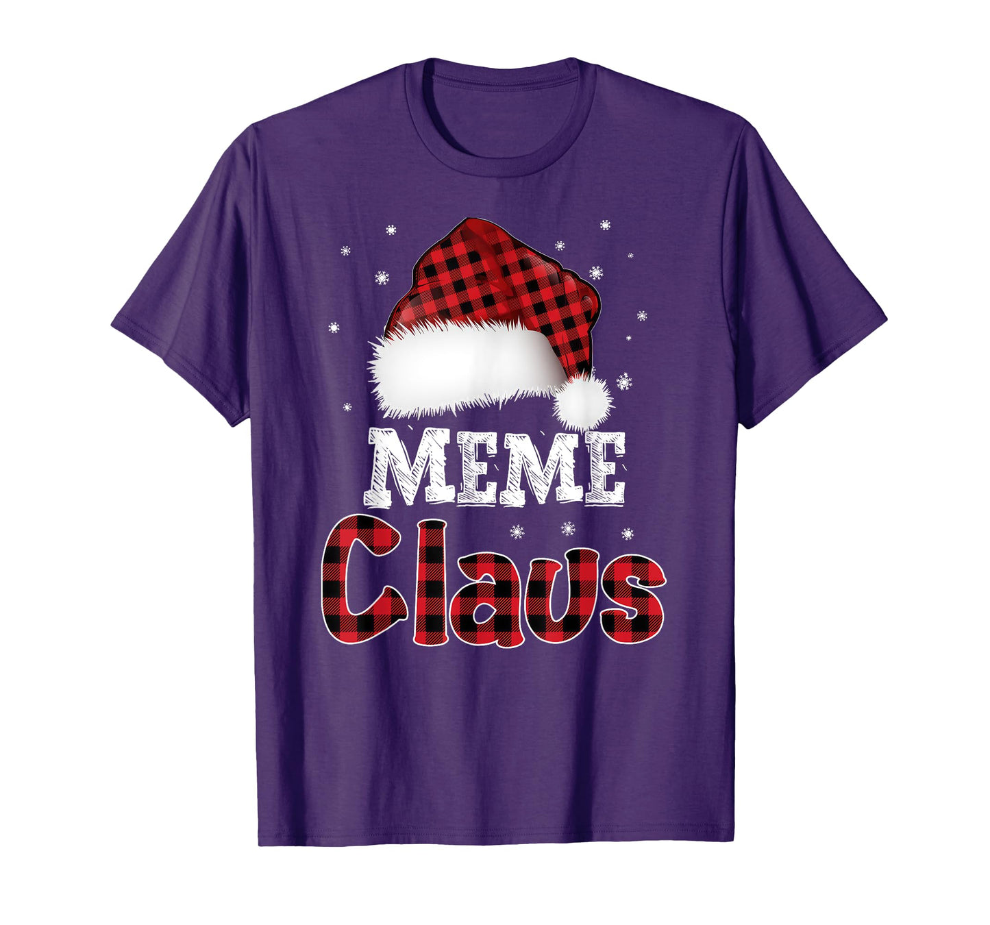 Meme Claus Christmas Red Plaid Pajama Family Matching T-Shirt
