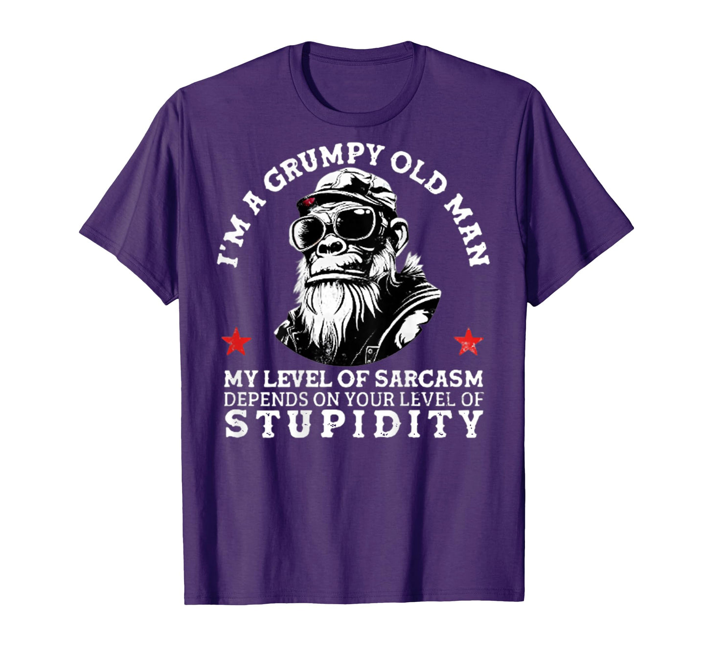 Grumpy Old Man - My Level of Sarcasm Funny Monkey (On Back) T-Shirt