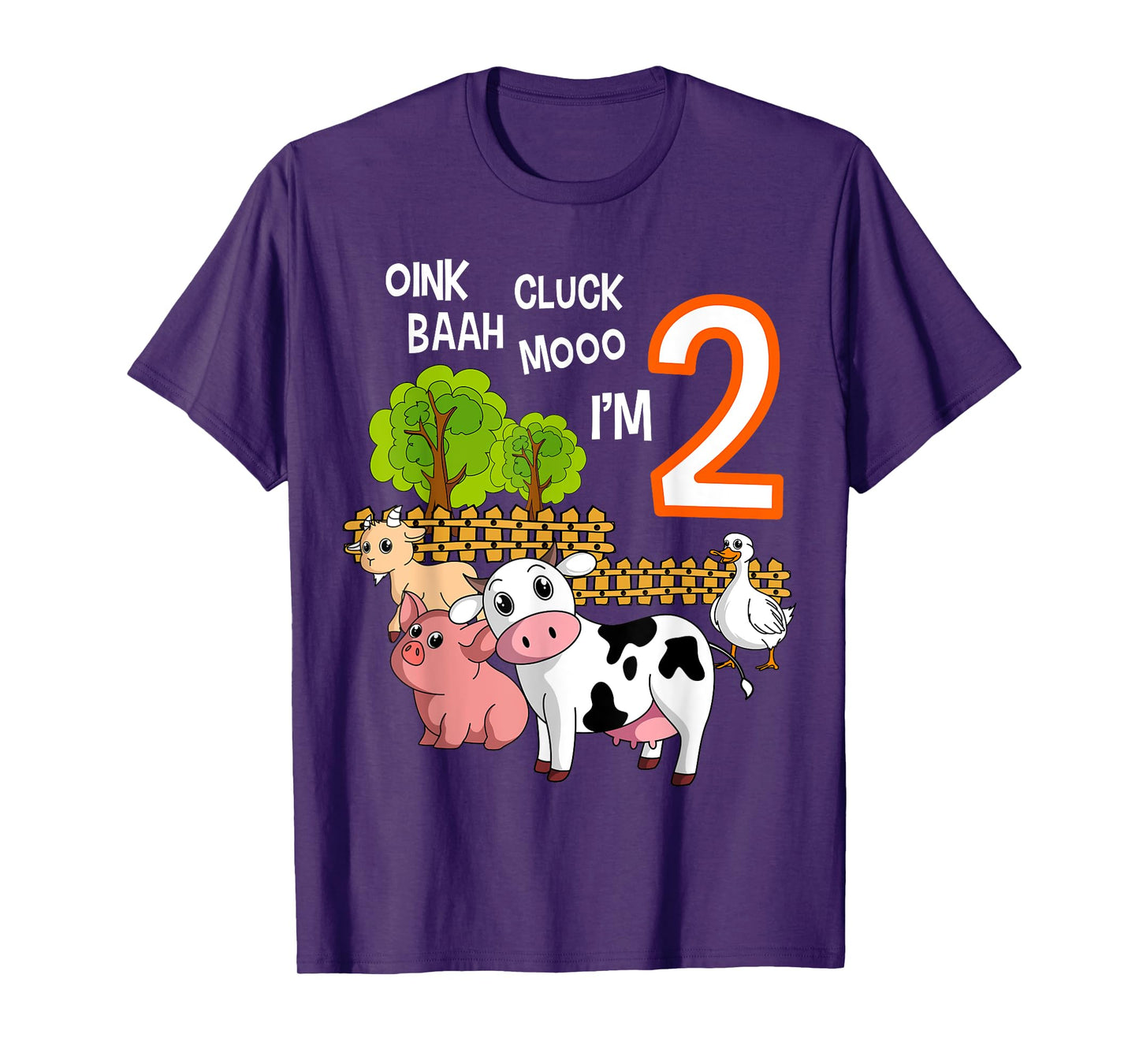 Oink Cluck Baah Mooo I'm 2 Farm Animal 2nd Birthday Party T-Shirt