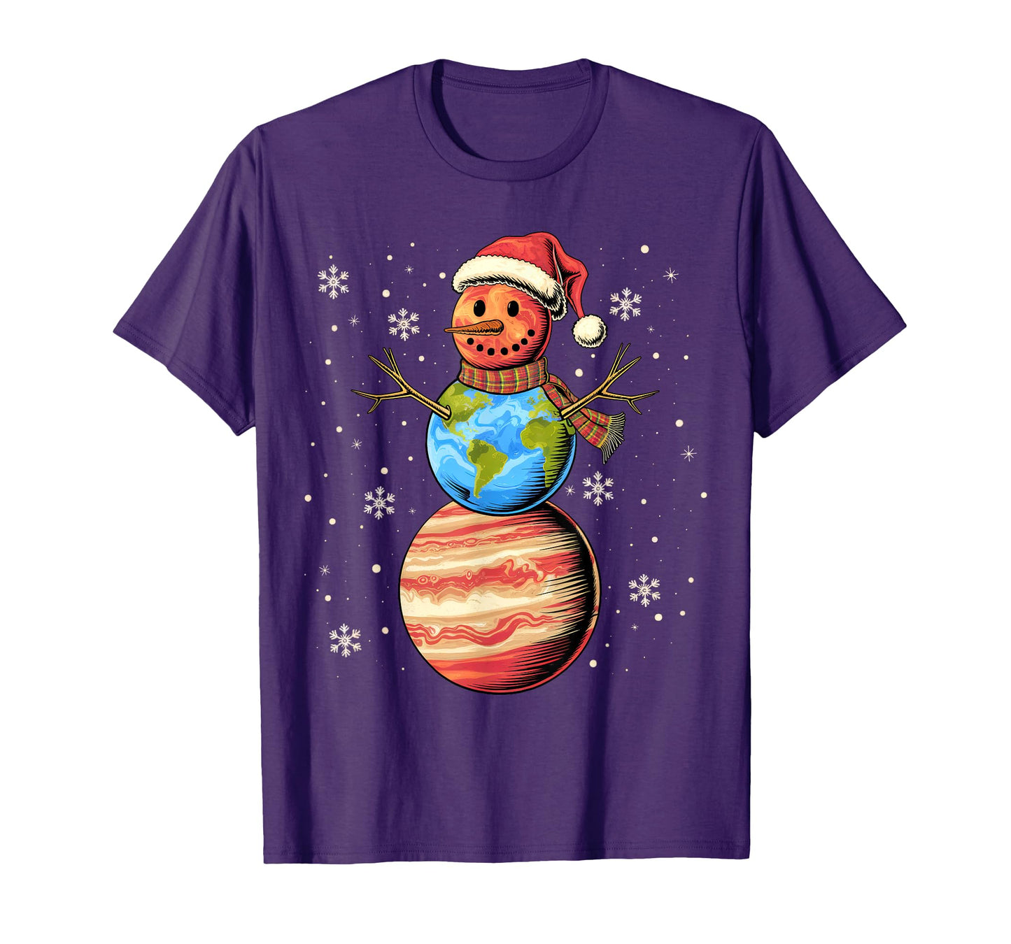 Planets Snowman Space Funny Christmas Astronomy for Kids T-Shirt
