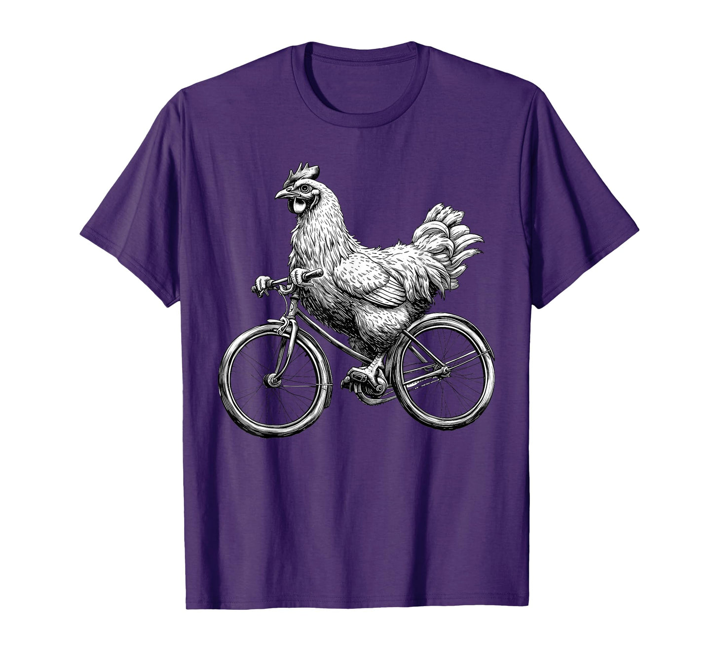 Funny Chicken Riding Bike Cyclist Cute Animal Lover Farm T-Shirt
