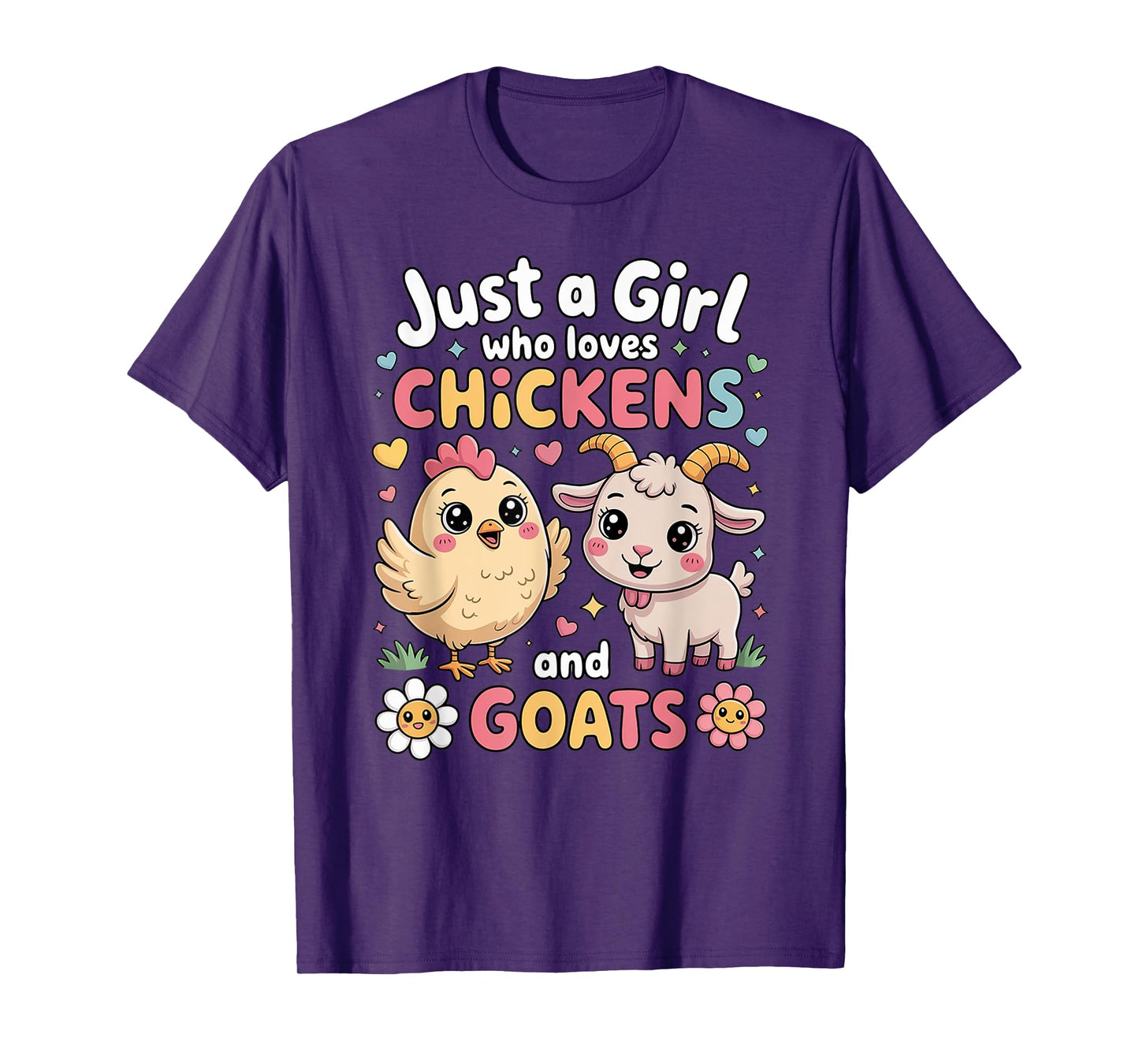 Cute Just A Girl Who Loves Chicken and Goat Poultry farming T-Shirt