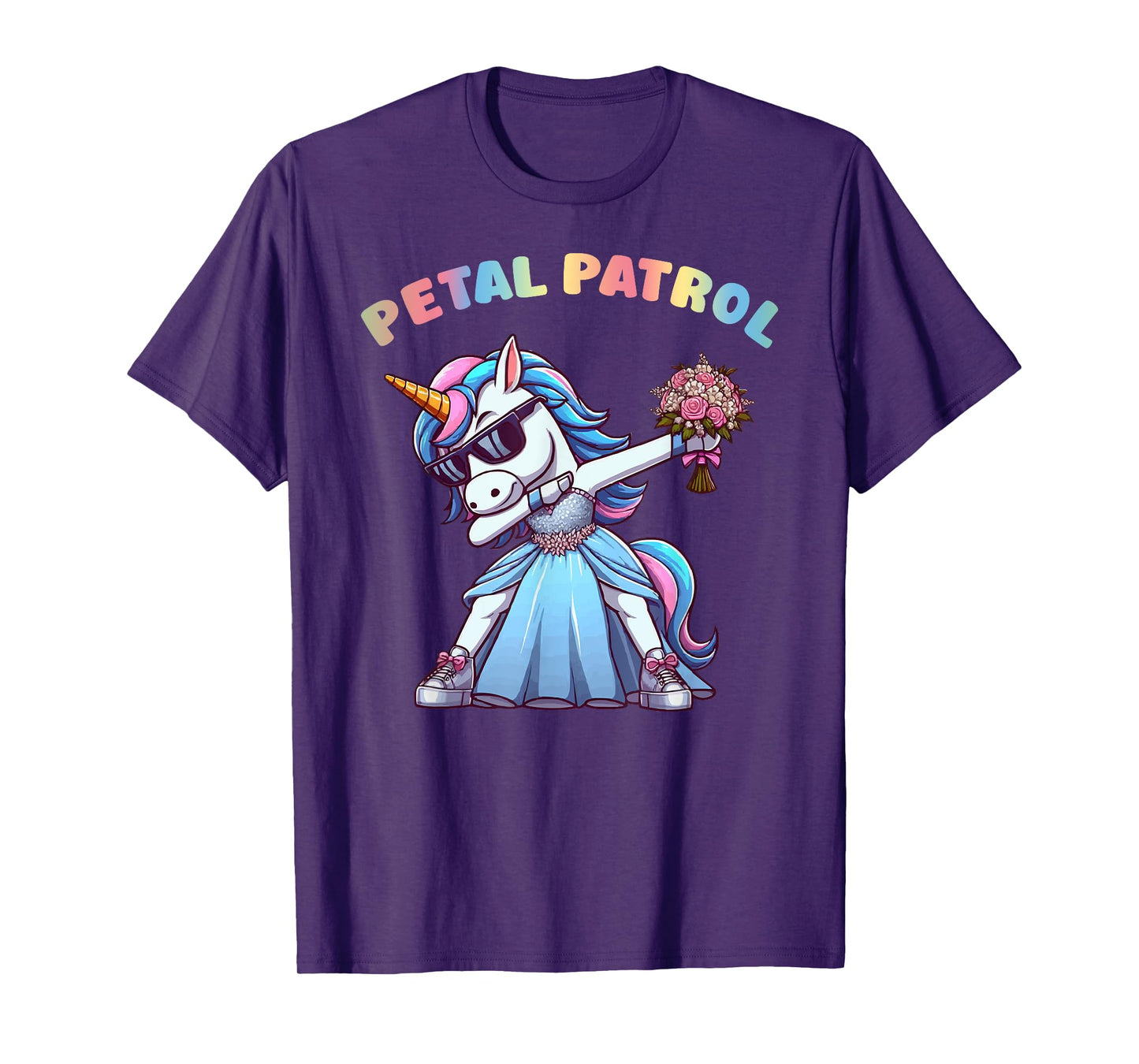 Wedding Petal Patrol Flower Girl Unicorn Tee Bridesmaid T-Shirt